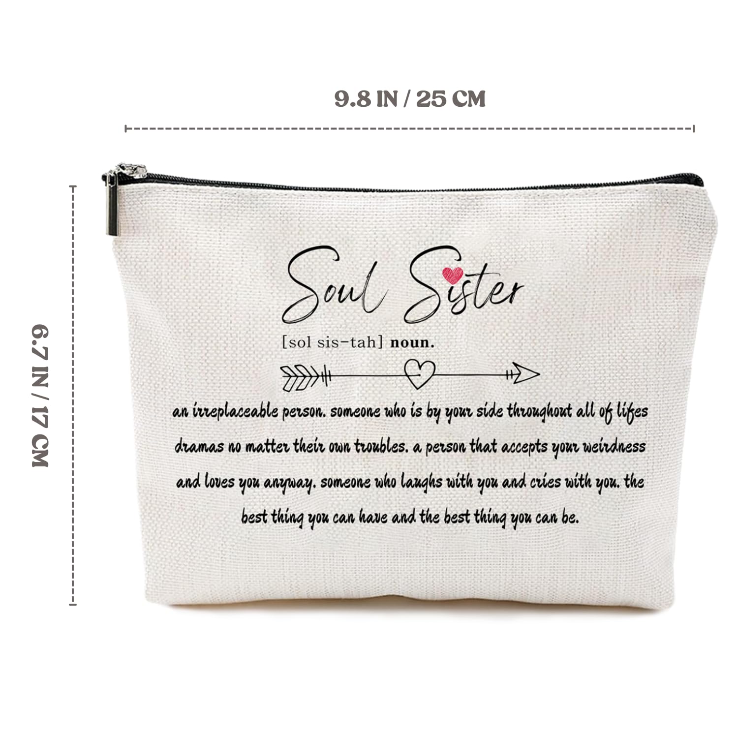 Handmade Toiletry and Makeup Bag - Perfect Women's Gift for Best Friends, Sisters, Birthday & Christmas Presents - Soul Sister Themed Cosmetic Organizer for Travel, Gym & Daily Use