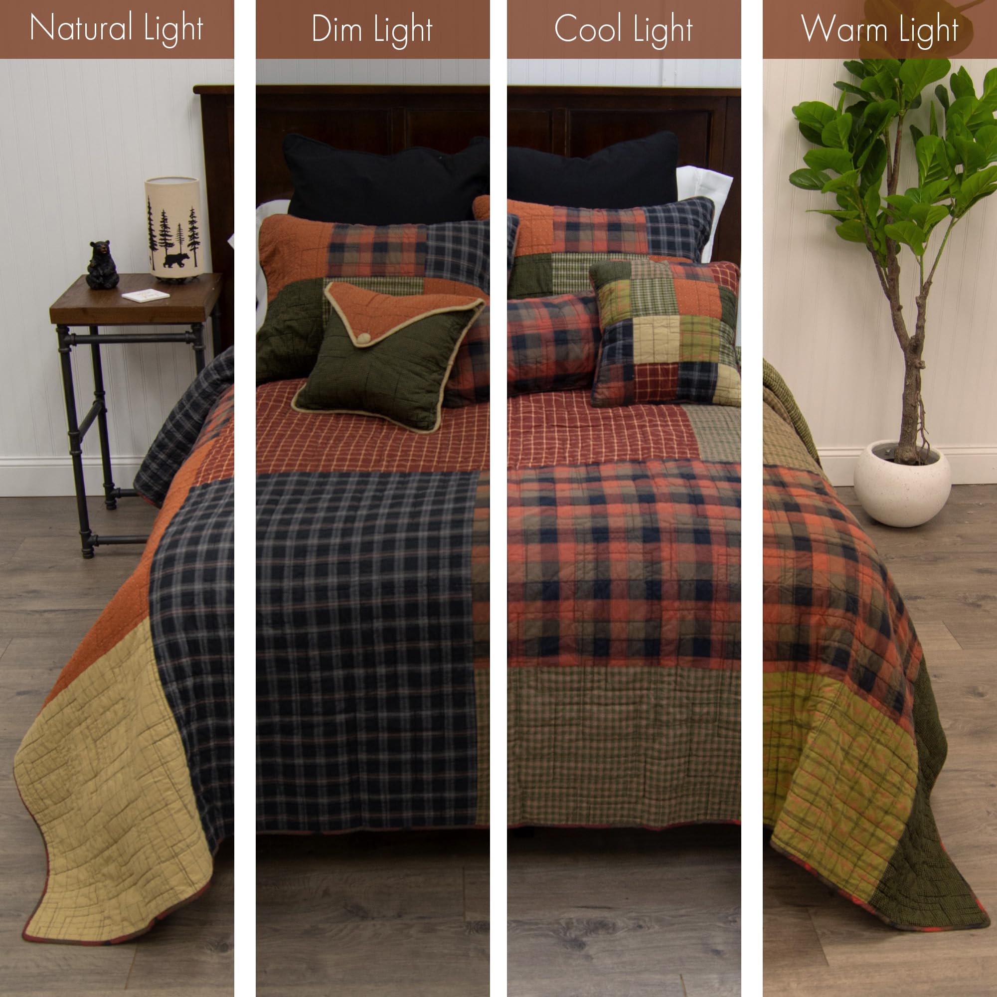 Woodland Cotton King Quilt Set - 3pc Lodge Bedding for Cozy Nights