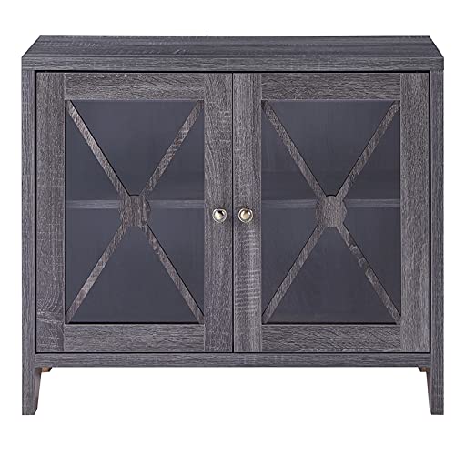 Furniture of America Astro Wood Accent Storage Cabinet in Distressed Gray - Rustic Home Decor for Living Room, Bedroom & Entryway Organization
