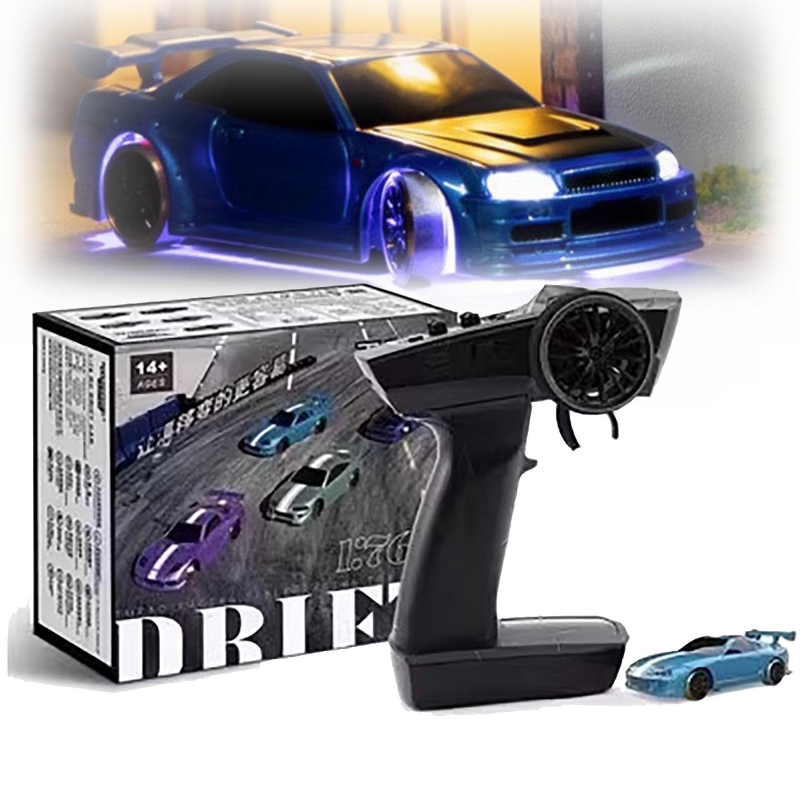 1/76 Scale Drifty Boyz RC Drift Car - Mini Remote Control Drifter with Vapor Slides for Tabletop Racing & Stunt Driving | Perfect for Indoor RC Car Racing, Kids Toys, and Hobby Enthusiasts