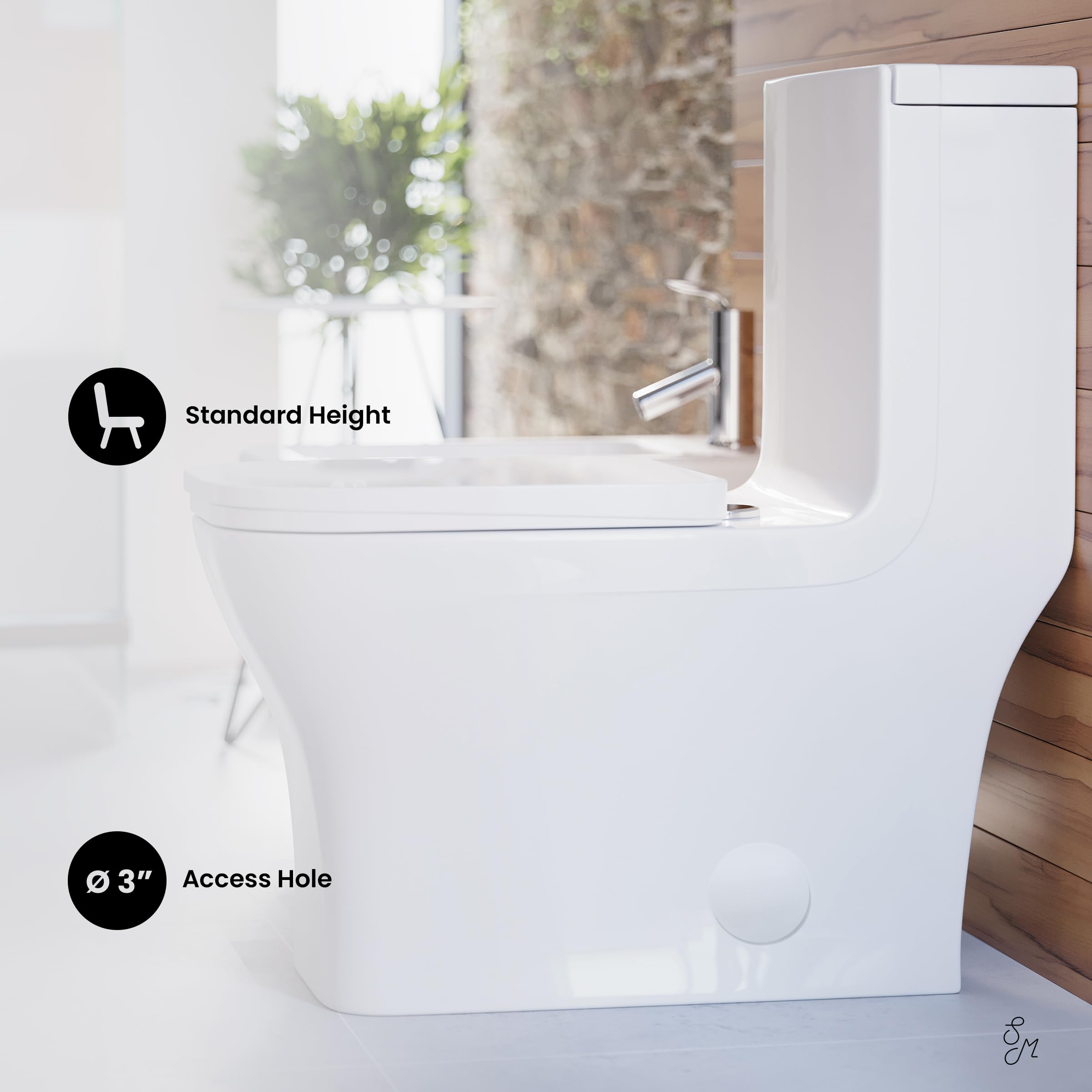 Swiss Madison Concorde One Piece Toilet - Glossy White, Elongated Bowl, Comfort Height, Water Efficient 1.28 GPF - Perfect for Modern Bathrooms, Small Spaces & Water Conservation
