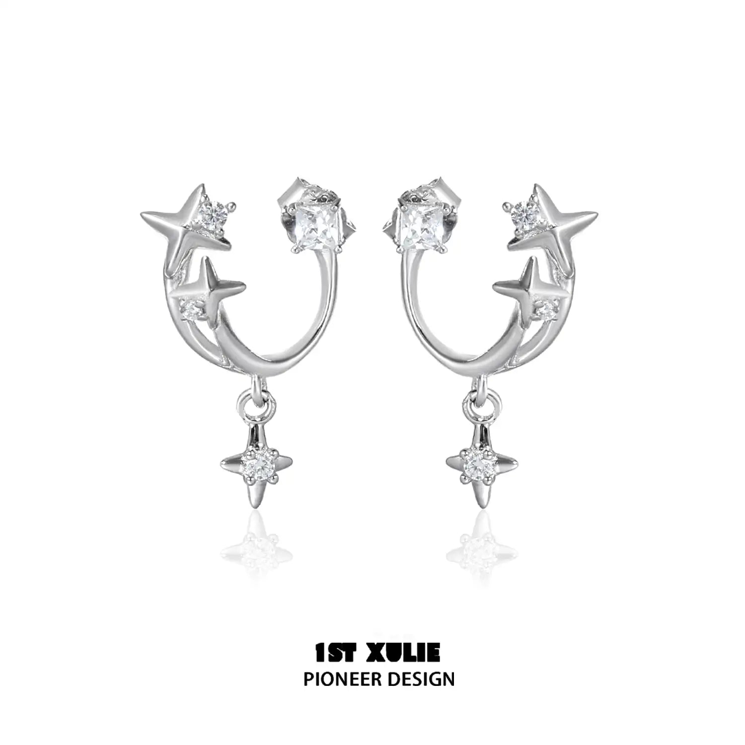 Star Trails S925 Sterling Silver Black Resin Detachable Stud Earrings™ - Elegant Dangle Earrings for Women, Perfect for Parties, Weddings & Everyday Wear