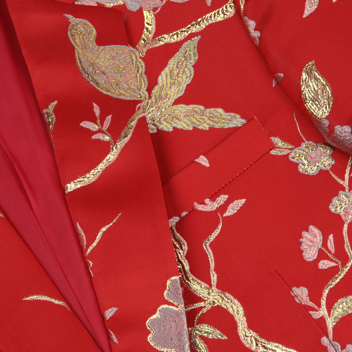 Stylish Men's Red Embroidered Blazer with Notched Lapel & Single Button Closure - Perfect for Weddings, Business Meetings & Formal Events