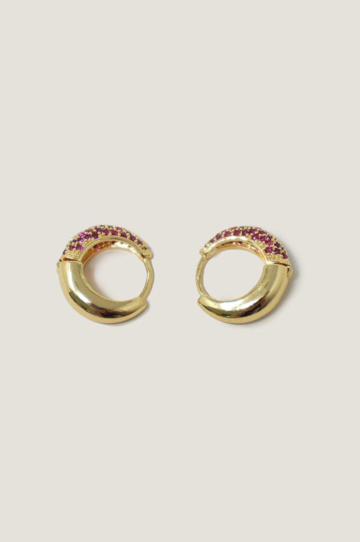 Spark Huggie Earrings with Genuine Ruby Stones - Dainty Gold Hoop Earrings for Women | Perfect for Everyday Wear, Date Nights & Special Occasions