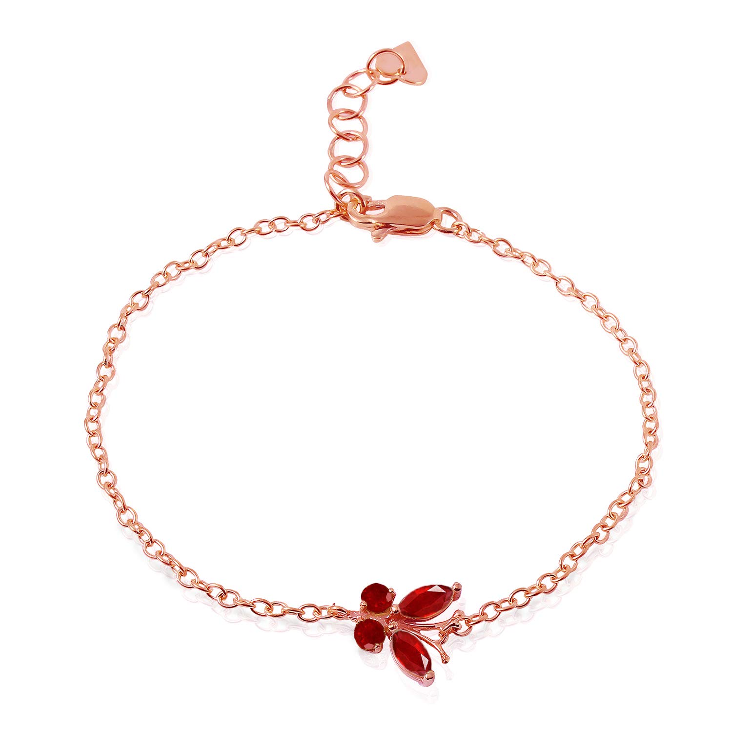 14K Solid Rose Gold Butterfly Bracelet with 0.6 ct Ruby - Elegant Jewelry for Women, Perfect Gift for Birthday, Anniversary & Valentine's Day | GG Galaxy Gold Collection