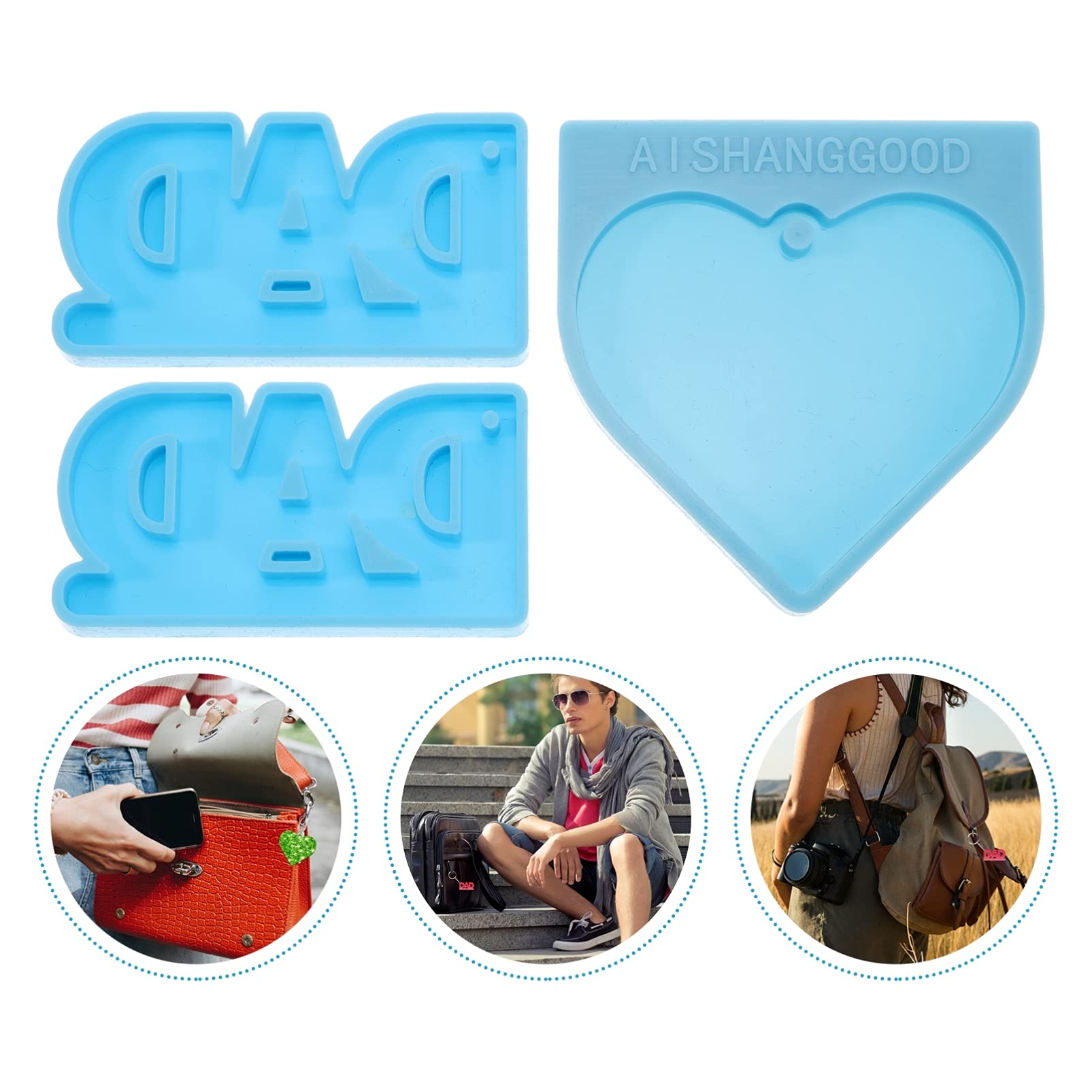 EXCEART 3-Piece Silicone Mold Set for Chocolate & Resin Crafts - Alphabet Letter Molds for Keychains, Jewelry Making & DIY Gifts (Perfect for Father's Day, Door Decor & Personalized Dad Gifts)
