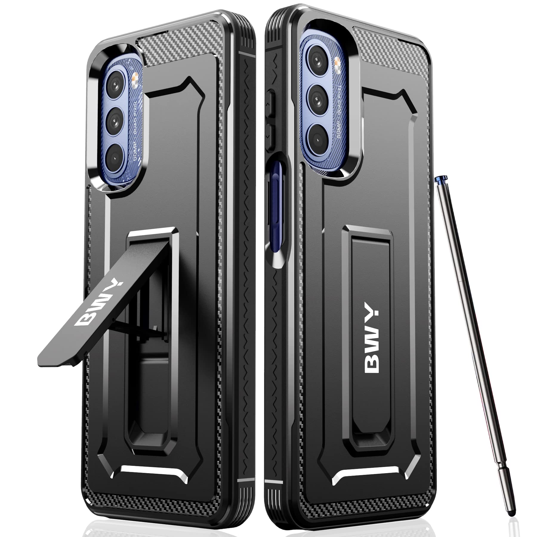 Military Grade Shockproof Case for Motorola Moto G Stylus 5G 2022 | Heavy Duty Protective Cover with Built-in Screen Protector & Foldable Kickstand | Perfect for Outdoor Activities, Work & Travel (Black)