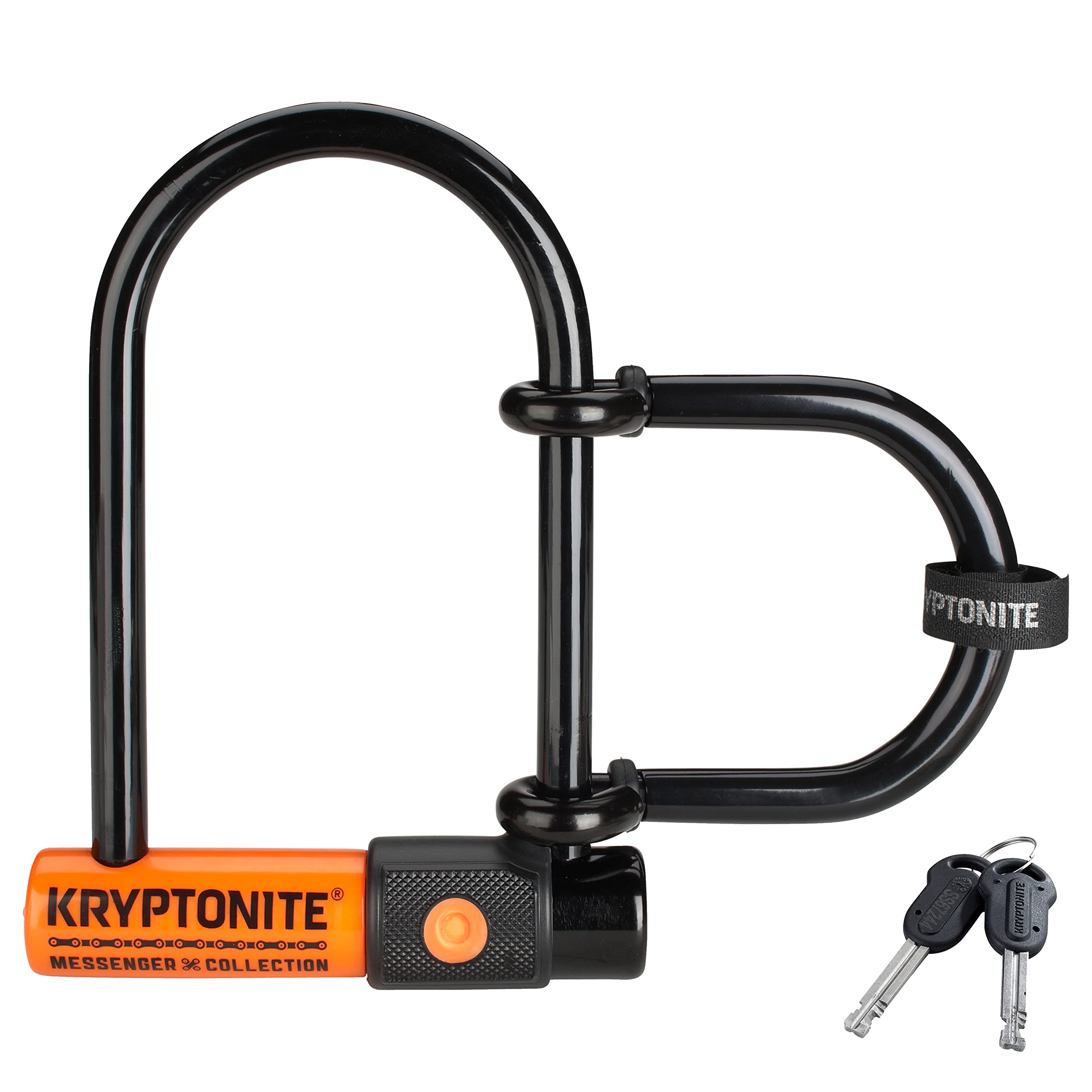 Kryptonite Messenger Mini Bike U-Lock with Wheel Extender - Heavy Duty 11mm Steel Shackle Anti-Theft Bicycle Lock (Includes Keys) - High Security U-Lock for E-Bikes, Bicycles & Scooters - Perfect for Urban Commuting, Campus Security & Outdoor Cycling