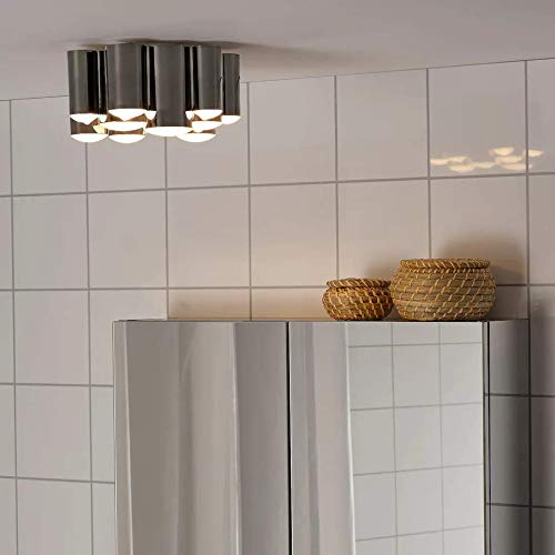 IKEA Sodersvik Dimmable LED Ceiling Light - Black Chrome Plated, 8 1/4 Inch (404.551.21) for Modern Living Room & Bedroom Lighting