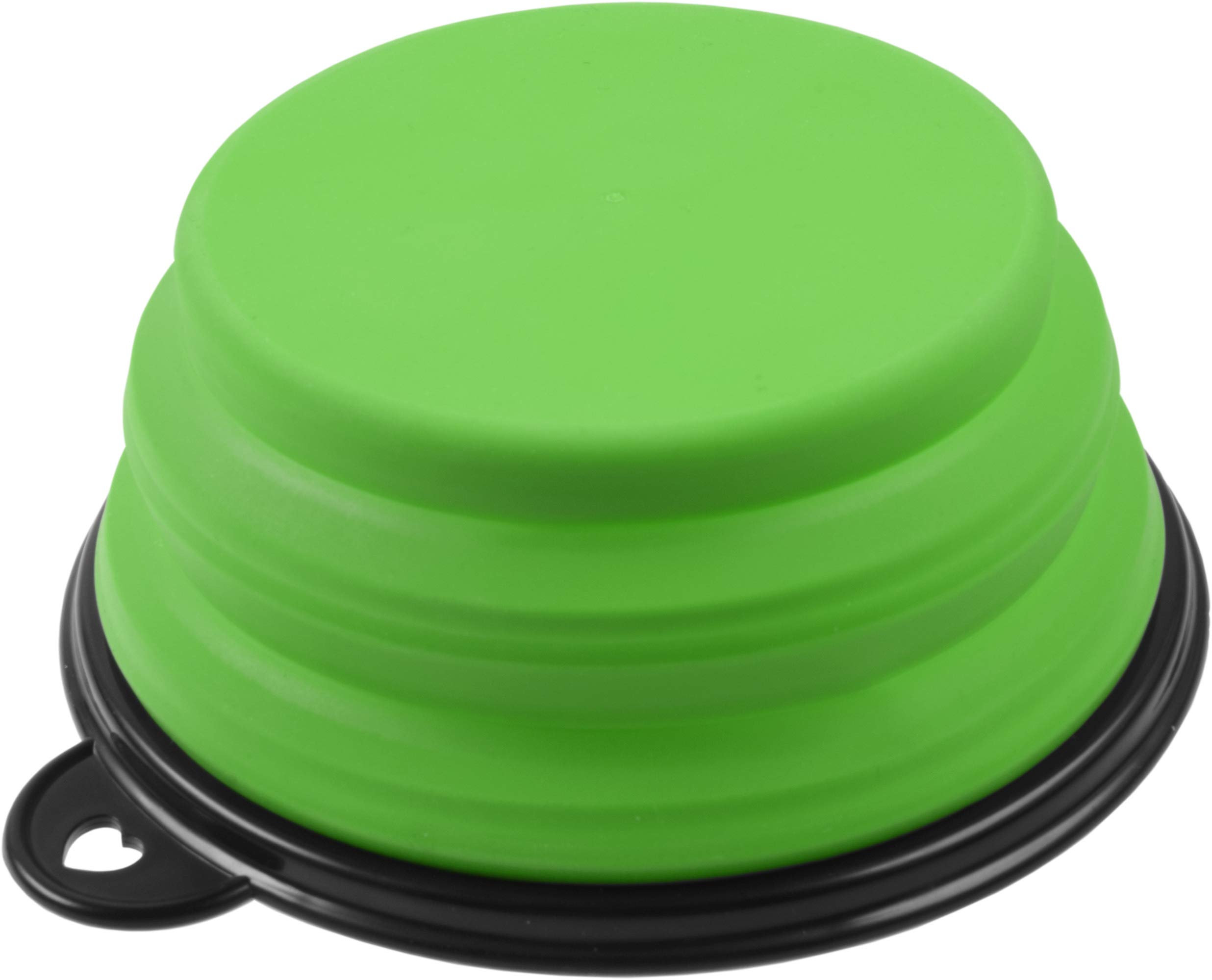 Foldable Collapsible Silicone Pet Travel Bowl for Dogs & Cats - 350ml Portable Water Food Dish with Carabiner Clip (Green) - Perfect for Hiking, Camping & Outdoor Adventures