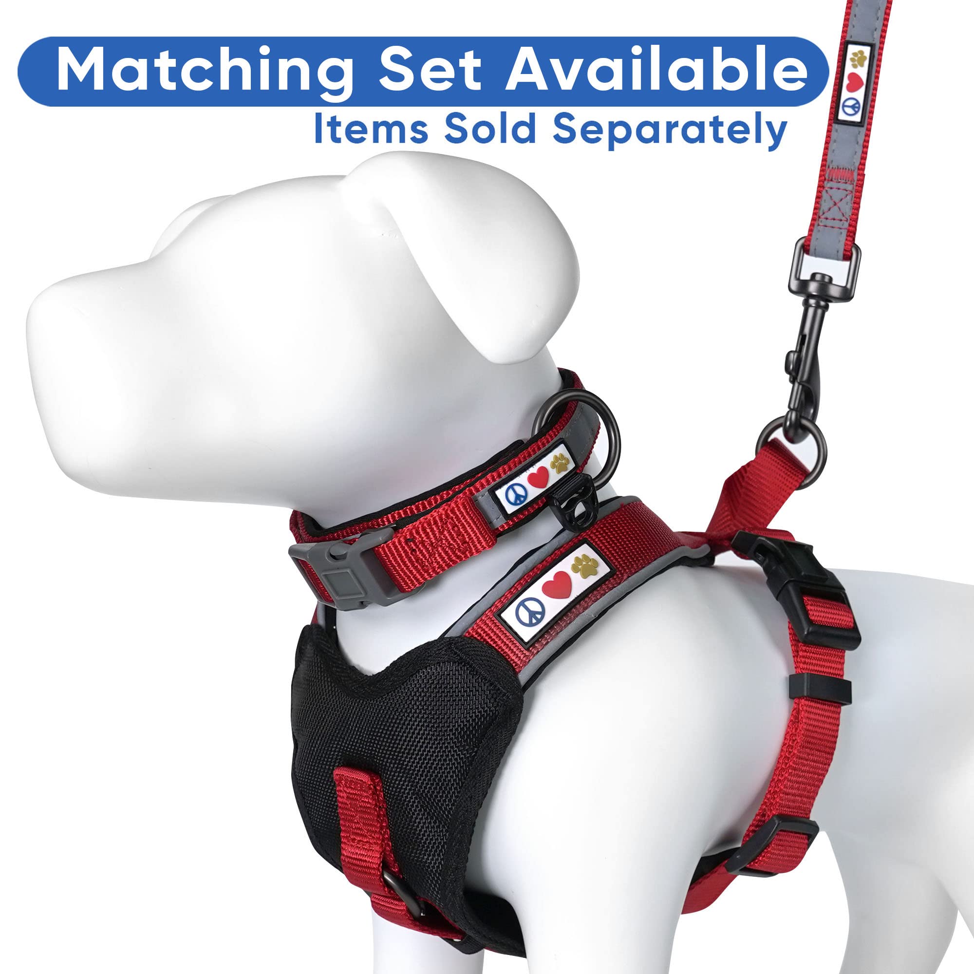 Pawtitas Reflective Padded Dog Harness - Comfortable & Adjustable for Walking, Running & Outdoor Adventures - Medium Size Red Pet Vest for Safety & Control - Perfect for Night Walks, Jogging & Training