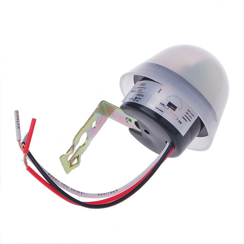 HANZOU Photocell Light Switch Auto On/Off Sensor - 10A 220V AC/DC Street Light Control for Outdoor Security, Garden Pathway & Parking Lot Lighting