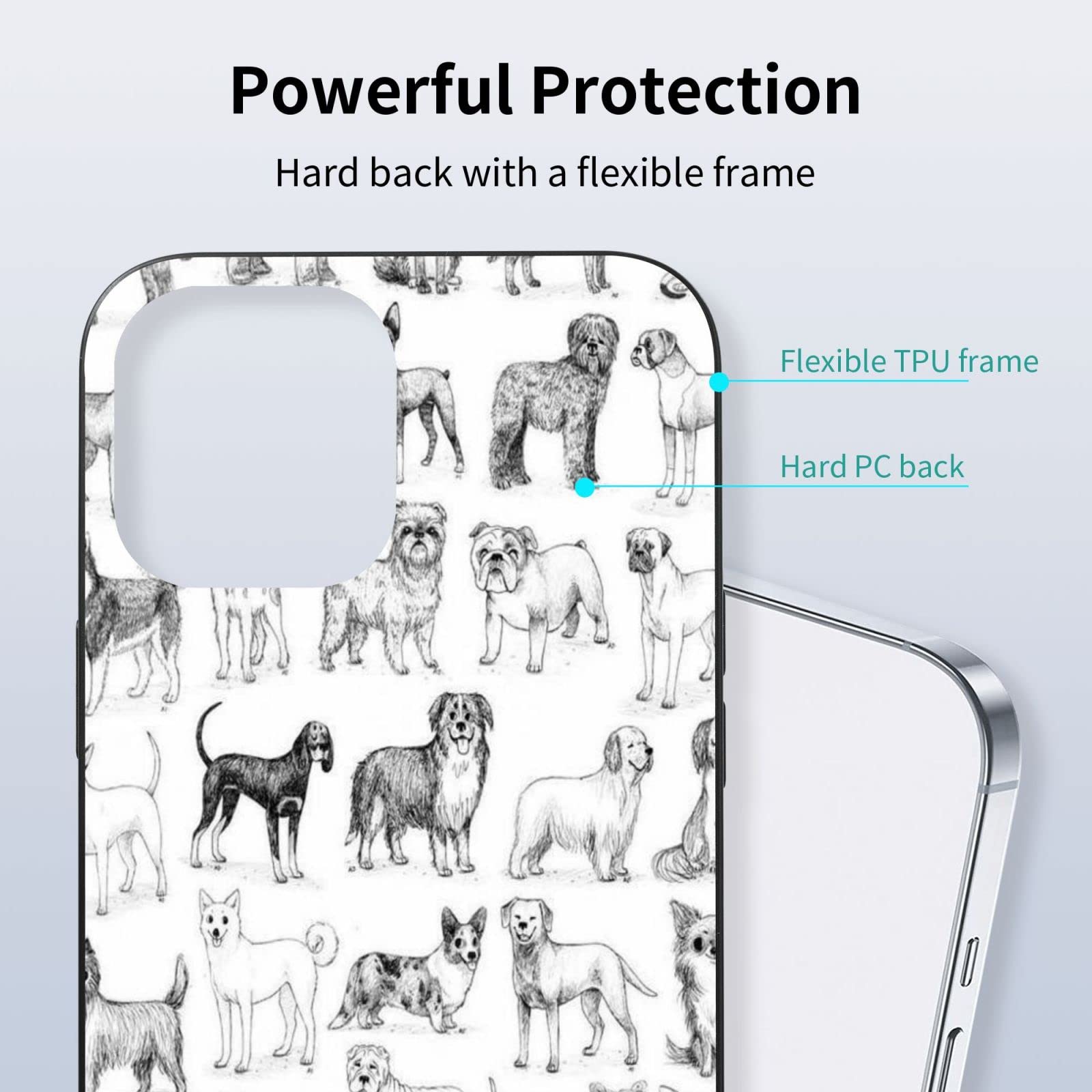 Funny Cute Black & White Dog iPhone 13/13 Pro Case - Soft TPU Slim Shockproof Protective Phone Cover for Women & Girls | Perfect Gift for Pet Lovers & Daily Use