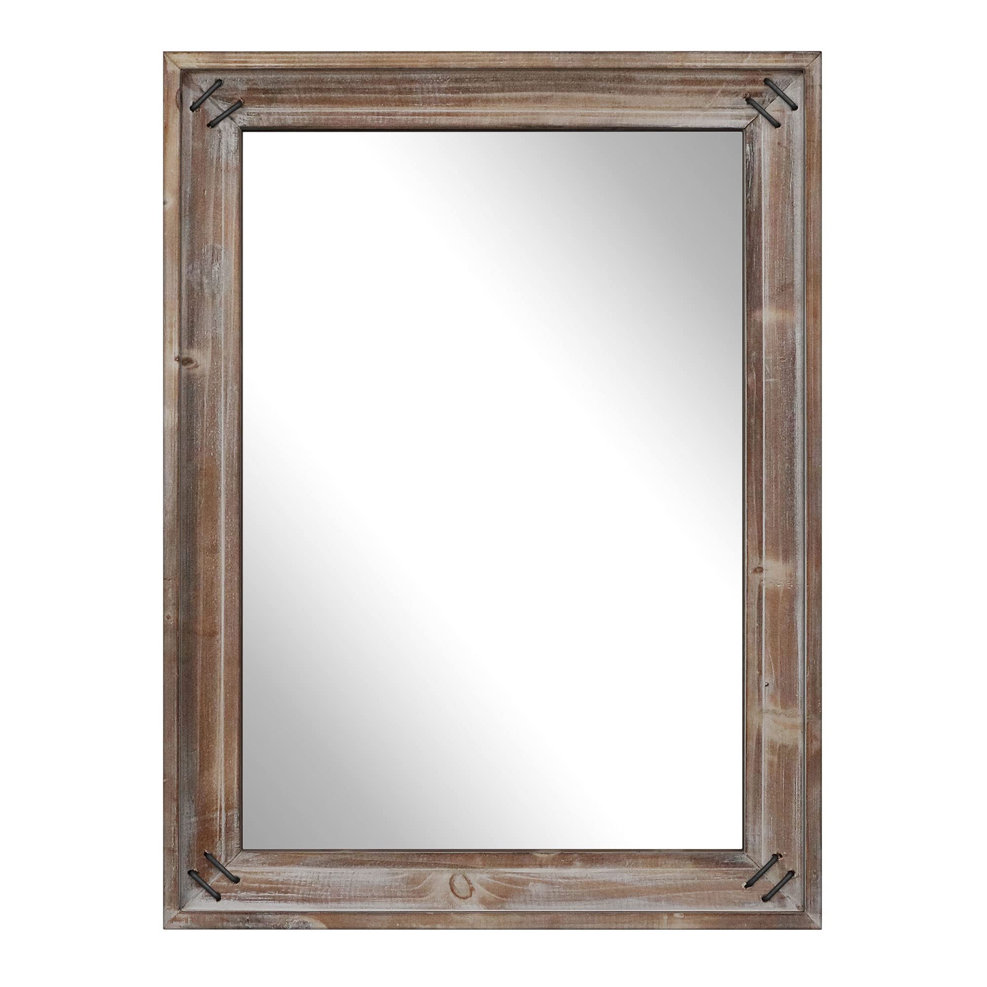 Barnyard Designs 18x24 Wall Mirror - Metal & Dark Wood Farmhouse Bathroom Mirror with Rustic Vintage Decor in Brown | Perfect for Bathroom Vanity, Bedroom Decor, and Farmhouse Style Living Room