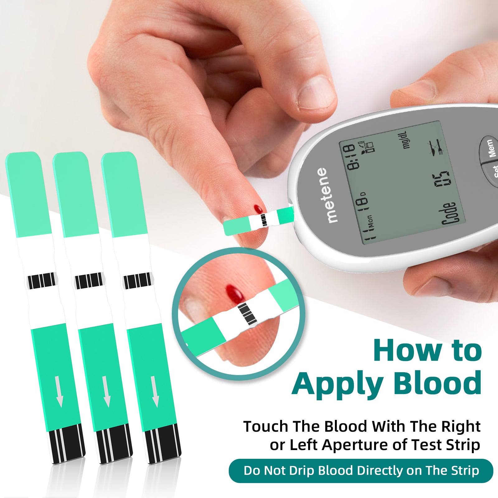 LPOW Blood Sugar Test Strips - 100 Count, Compatible with LPOW Blood Glucose Monitor - Accurate Diabetes Testing for Home Use & Travel