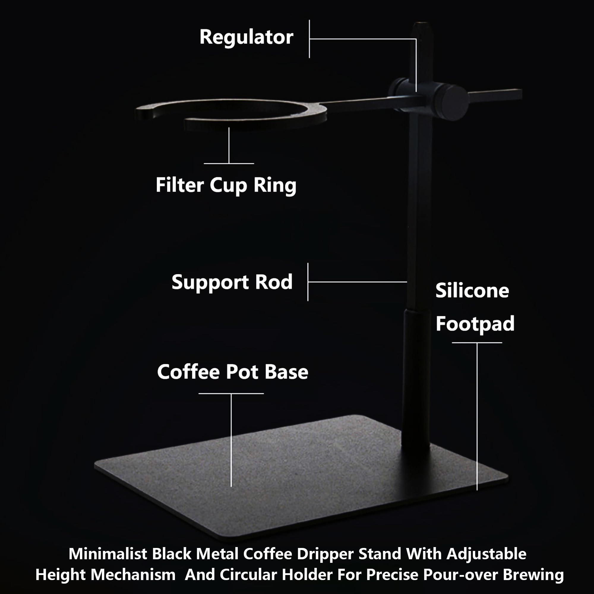 Premium Adjustable Pour Over Coffee Dripper Stand - Stainless Steel Coffee Filter Holder for Home & Office Brewing - Perfect for V60, Chemex & Kalita Wave Coffee Makers