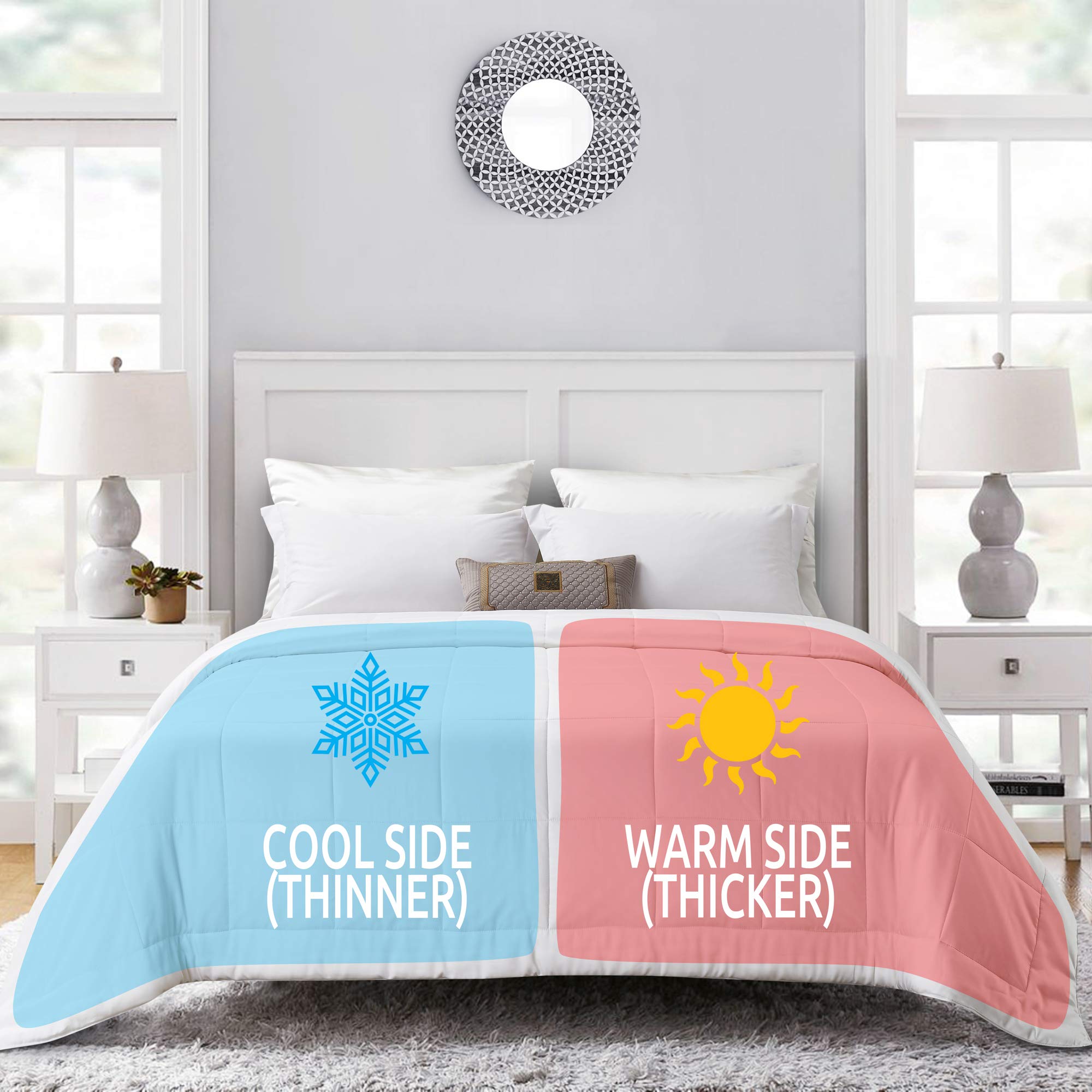 Komfie Eucalyptus King Size Comforter for Couples - 100% Bamboo Duvet Insert with Dual Thickness - Eco-Friendly All Season Bedding for Him & Her - Perfect for Master Bedroom, Guest Room & Hotel Use (White)