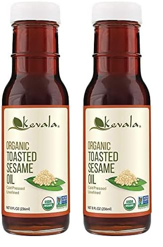 Organic Toasted Sesame Oil - Kevala 8oz (Pack of 2) | Cold-Pressed, Unrefined, Gluten-Free | Perfect for Asian Cooking, Salad Dressings & Marinades