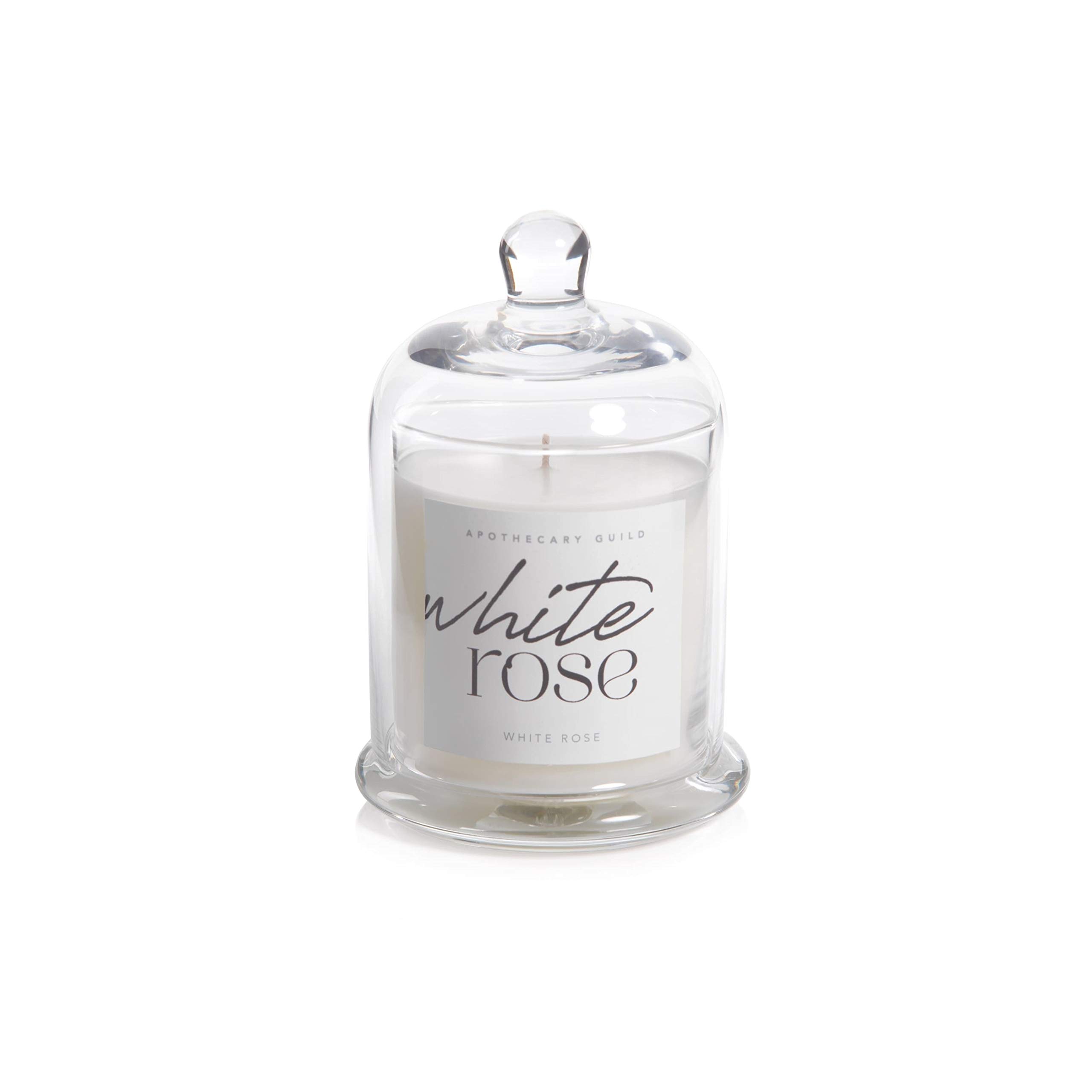 White Rose Scented Candle in Glass Jar with Dome Lid - 100% Natural Soy Wax for Home Decor, Romantic Gifts & Relaxation