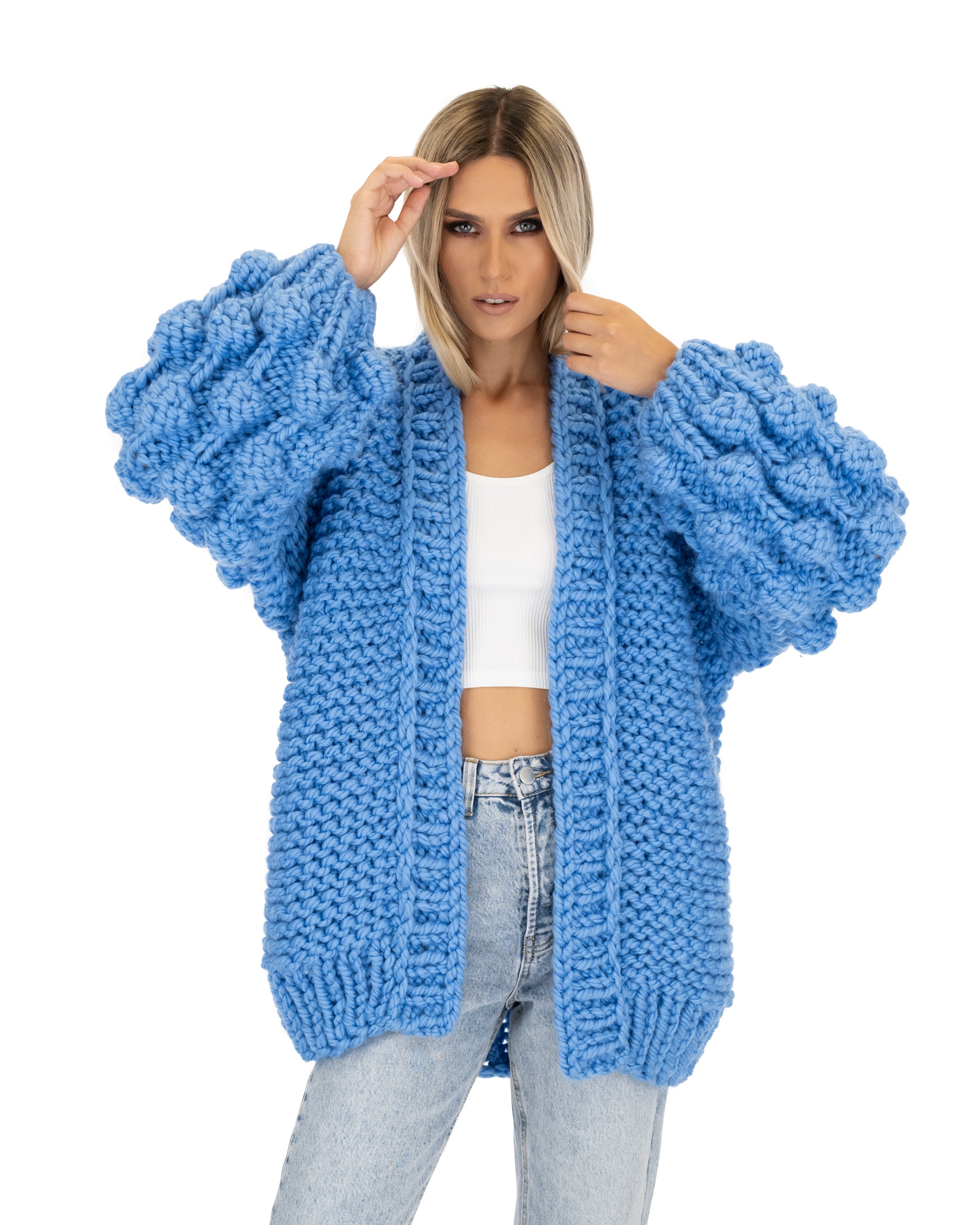 Stylish Bubble Sleeve Cardigan for Women - Soft Knit Open Front Sweater | Perfect for Office, Date Night & Casual Outfits