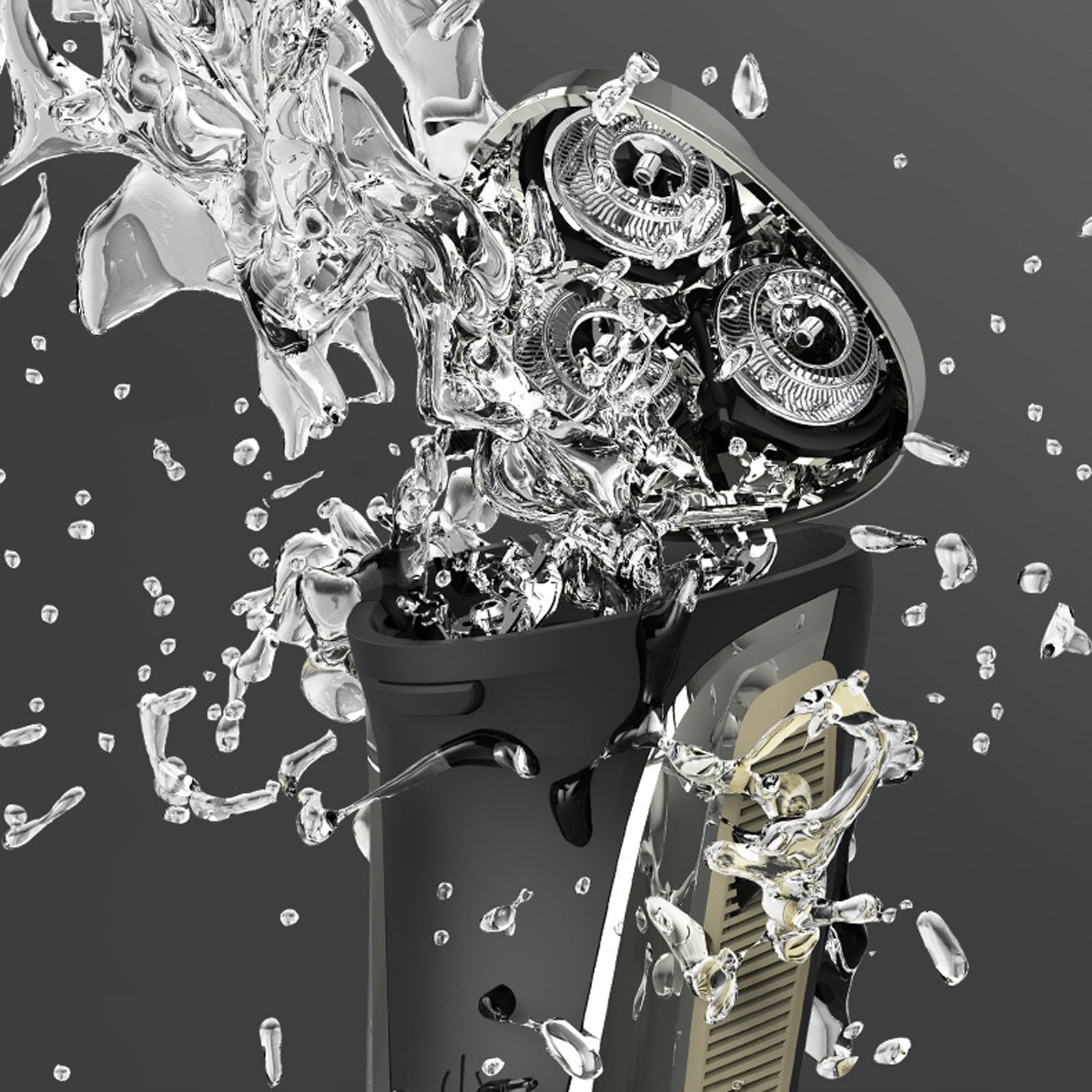2025 New 4D Rotary Electric Razor for Men - IPX7 Waterproof, Rechargeable Wet/Dry Facial Shaver with 2 Replacement Heads (Black) - Perfect for Travel, Gym & Daily Grooming