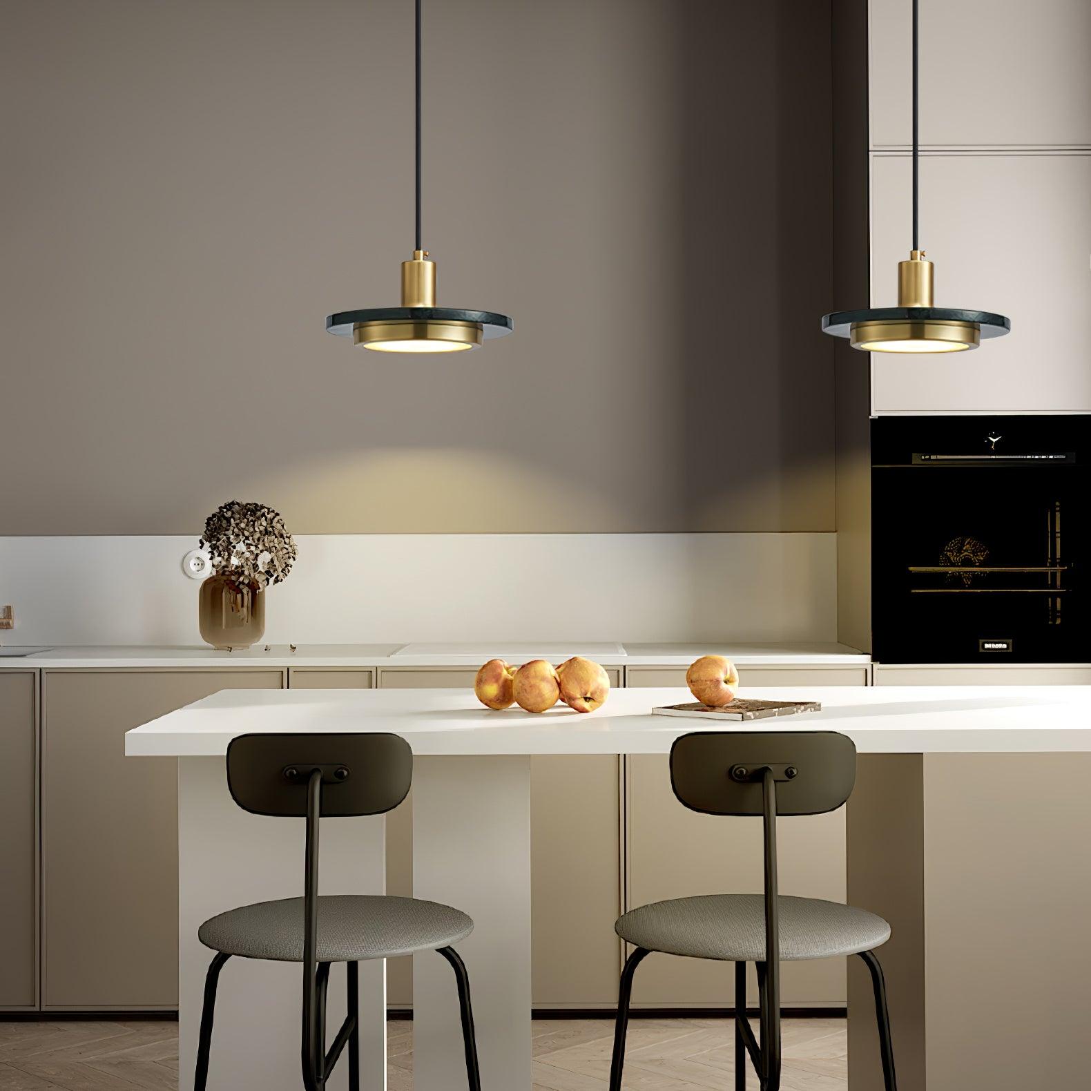 Modern Double Circle Pendant Light Fixture - Industrial Chic Hanging Lamp for Kitchen Island, Dining Room & Living Room Decor