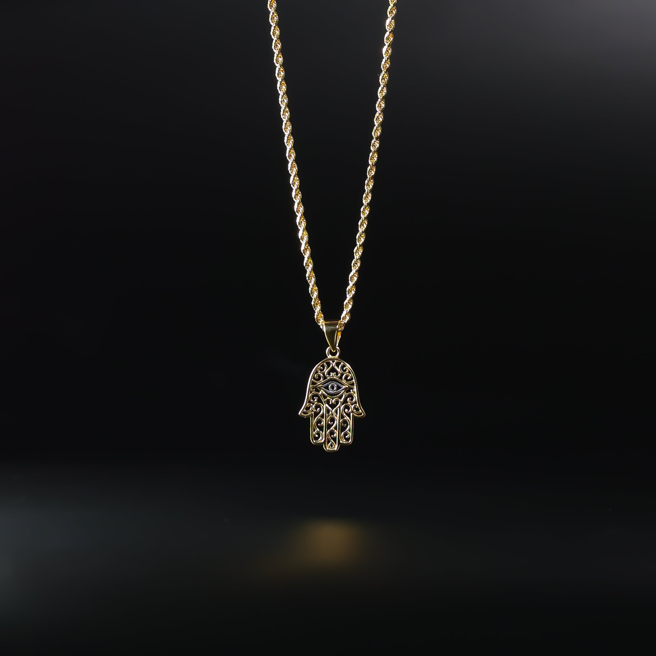 Gold Evil Eye Hamsa Pendant Necklace - Two Tone 18K Jewelry (Model 2233) for Protection & Good Luck | Perfect Gift for Women, Birthday, Anniversary | Boho & Spiritual Style Accessory