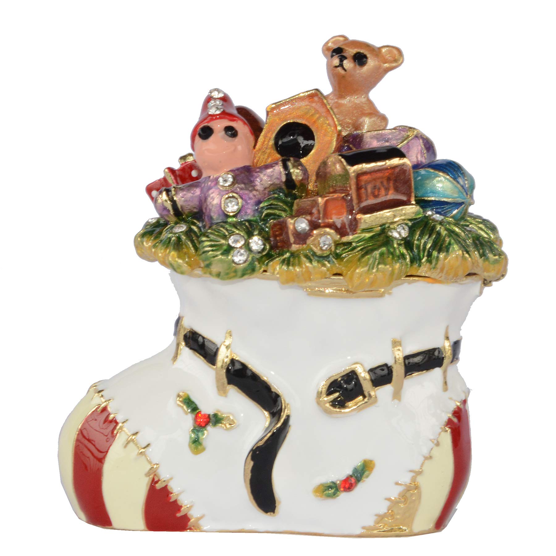 Hand-Painted Christmas Ornament Jewelry Box with Hinged Lid - Holiday Ring & Earring Holder, Decorative Trinket Box for Gifts & Collectibles (Perfect for Christmas Tree Decor, Gift Wrapping & Jewelry Storage)