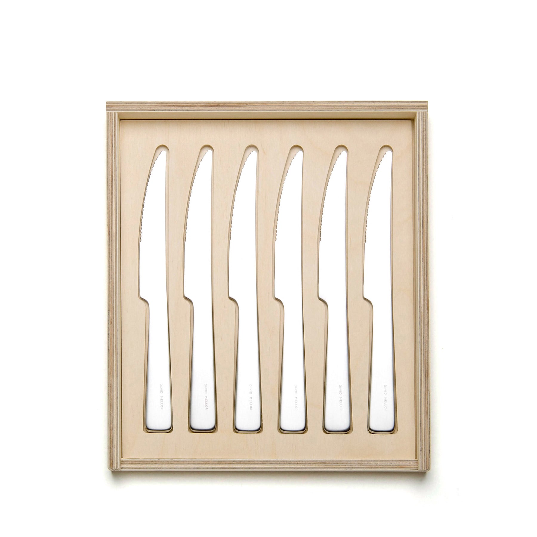 Premium London Steak Knife Set - 6-Piece Stainless Steel Steak Knives with Wooden Block - Perfect for Grilling, BBQ, Dinner Parties & Steakhouse-Style Dining at Home