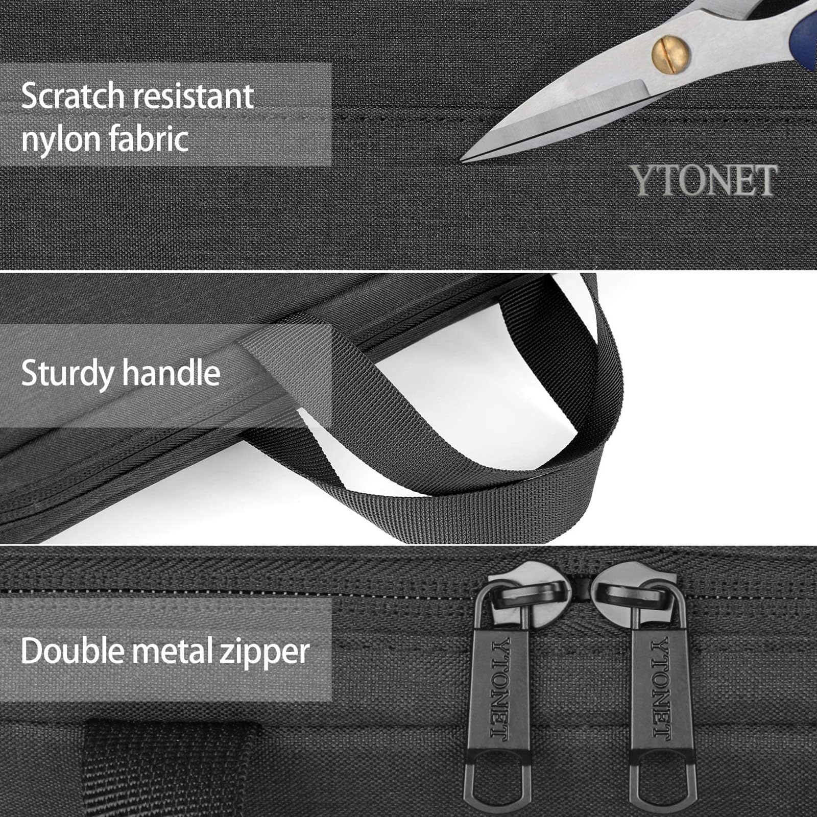 Ytonet 17.3 Inch Water Resistant Laptop Sleeve Case - TSA Approved Travel & Business Laptop Cover with Handle, Compatible with HP, Dell, Lenovo, Asus Chromebooks & Notebooks, Black - Perfect for Office, School & Daily Commute
