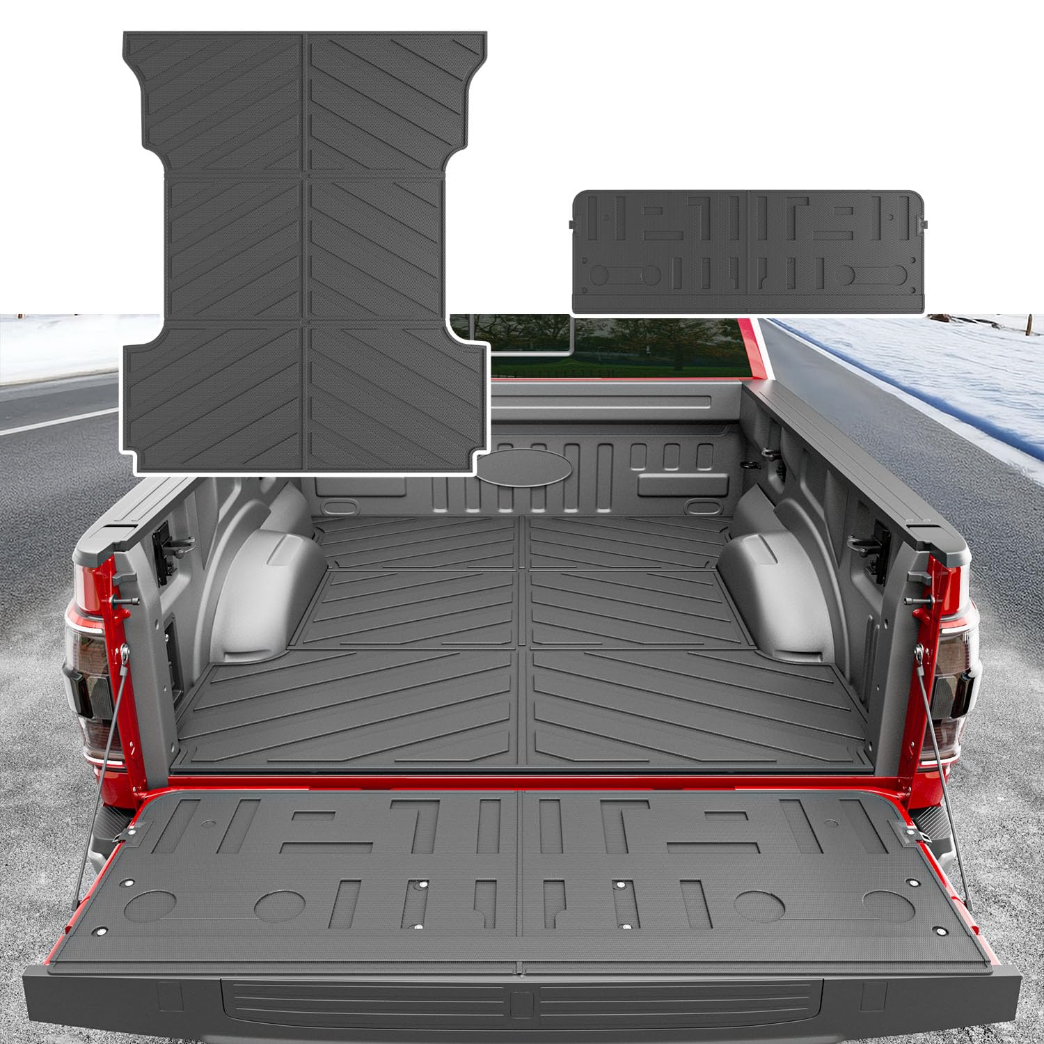 6.5FT Heavy Duty TPE Truck Bed Mat & Tailgate Liner Compatible with 2021-2025 Ford F-150 (6.5ft Bed) - Durable, Non-Slip Protection for Cargo & Gear - Perfect for Camping, Work Sites & Off-Road Adventures