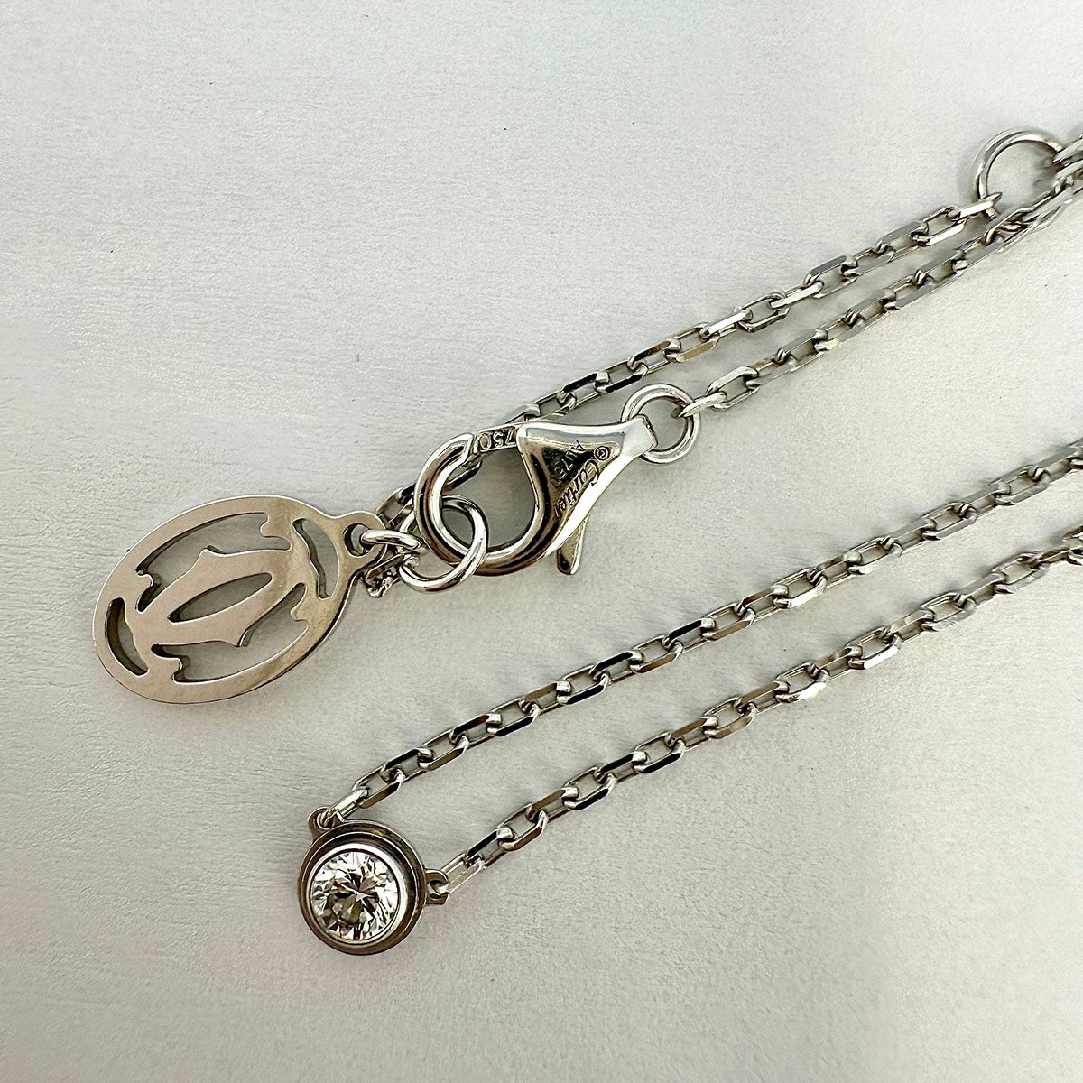 Cartier 18K White Gold D'Amour Diamond Necklace with 0.18ct Diamonds - Elegant Jewelry for Weddings, Anniversaries & Special Occasions