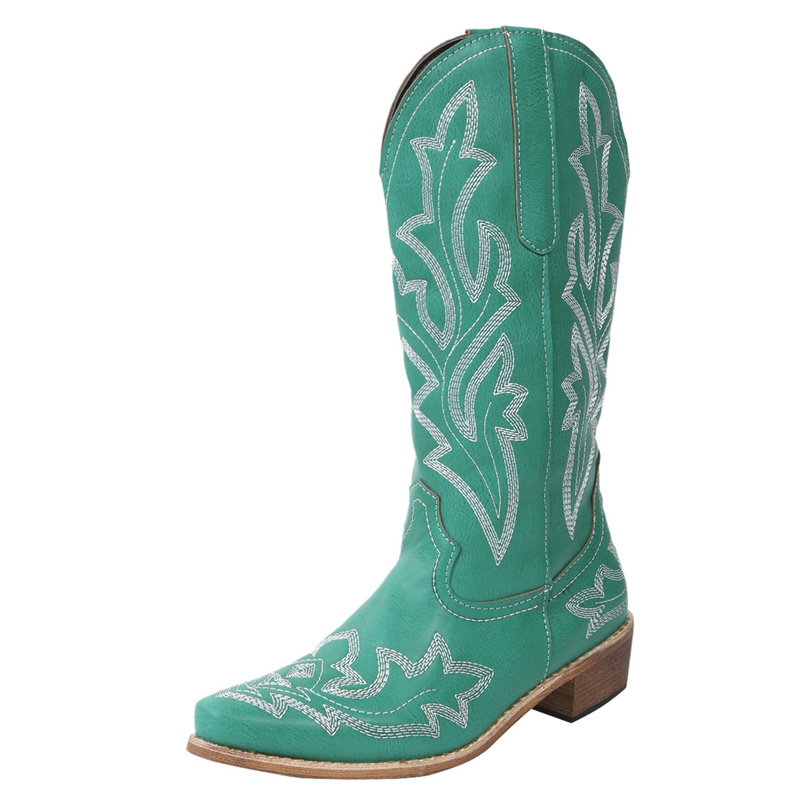 Vintage Floral Embroidery Pointed Toe Slip-On Women's Booties - Retro Mid Heel Ankle Boots for Casual Wear & Date Night Outfits