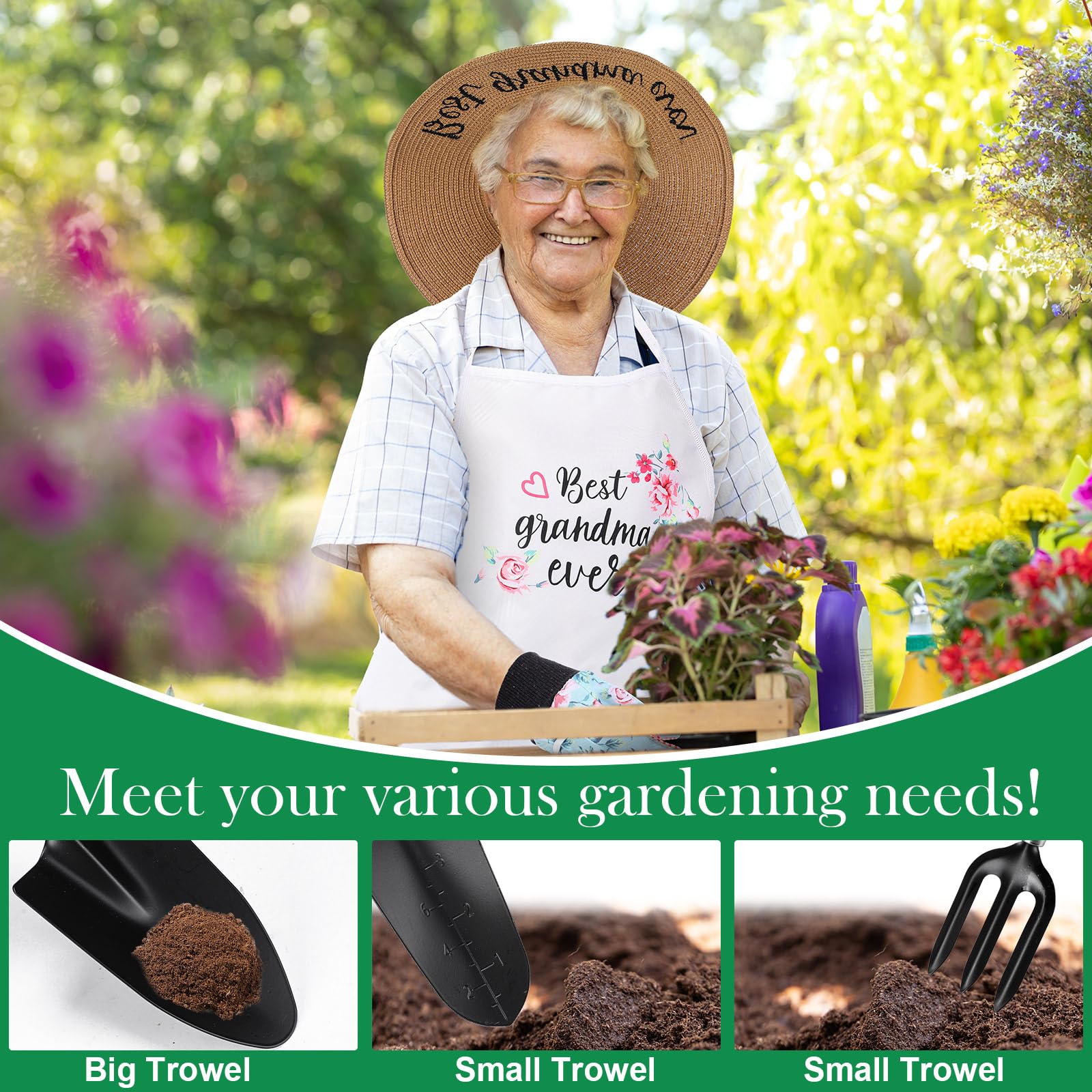Best Garden Tool Set for Grandma - Perfect Mother's Day Gift for Plant Lovers - Ideal for Gardening, Planting & Outdoor Activities