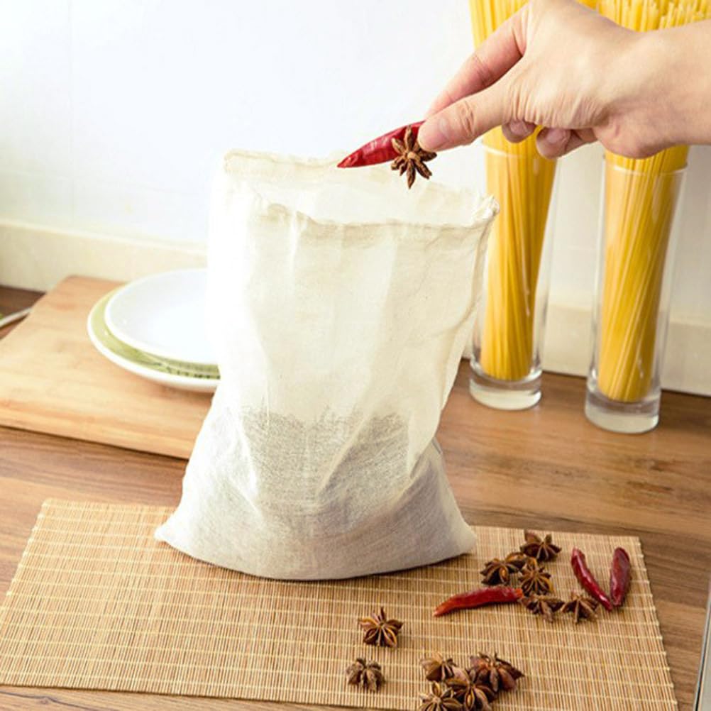 Yardwe Reusable Cheesecloth Bags - 10 Pack 8x10cm Coffee Filters for Loose Leaf Tea, Nut Milk & Soup Straining | Eco-Friendly Tea Filter Bags & Drawstring Mesh Pouches | Perfect for Homemade Coffee, Herbal Tea & DIY Nut Milks