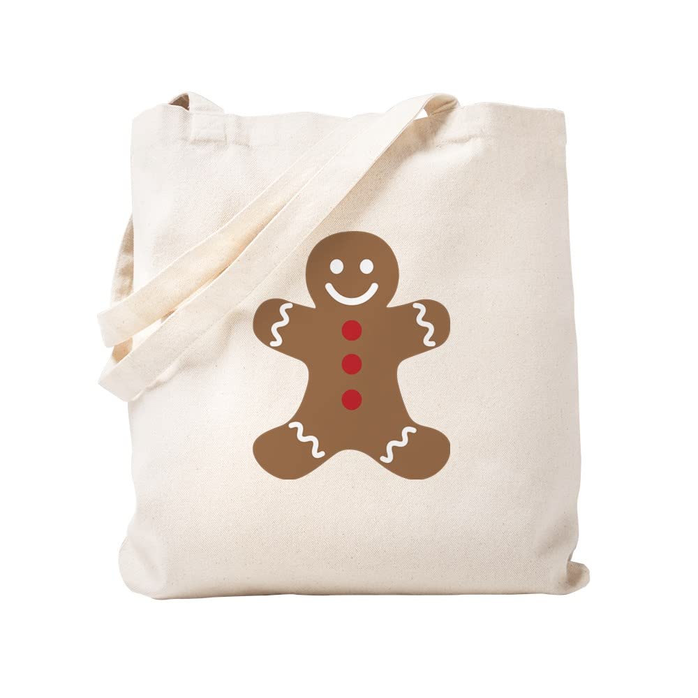 Gingerbread Man Tote Bag - Natural Canvas Reusable Shopping Bag for Groceries, Beach & Holiday Gifts | Eco-Friendly Christmas Gift Idea