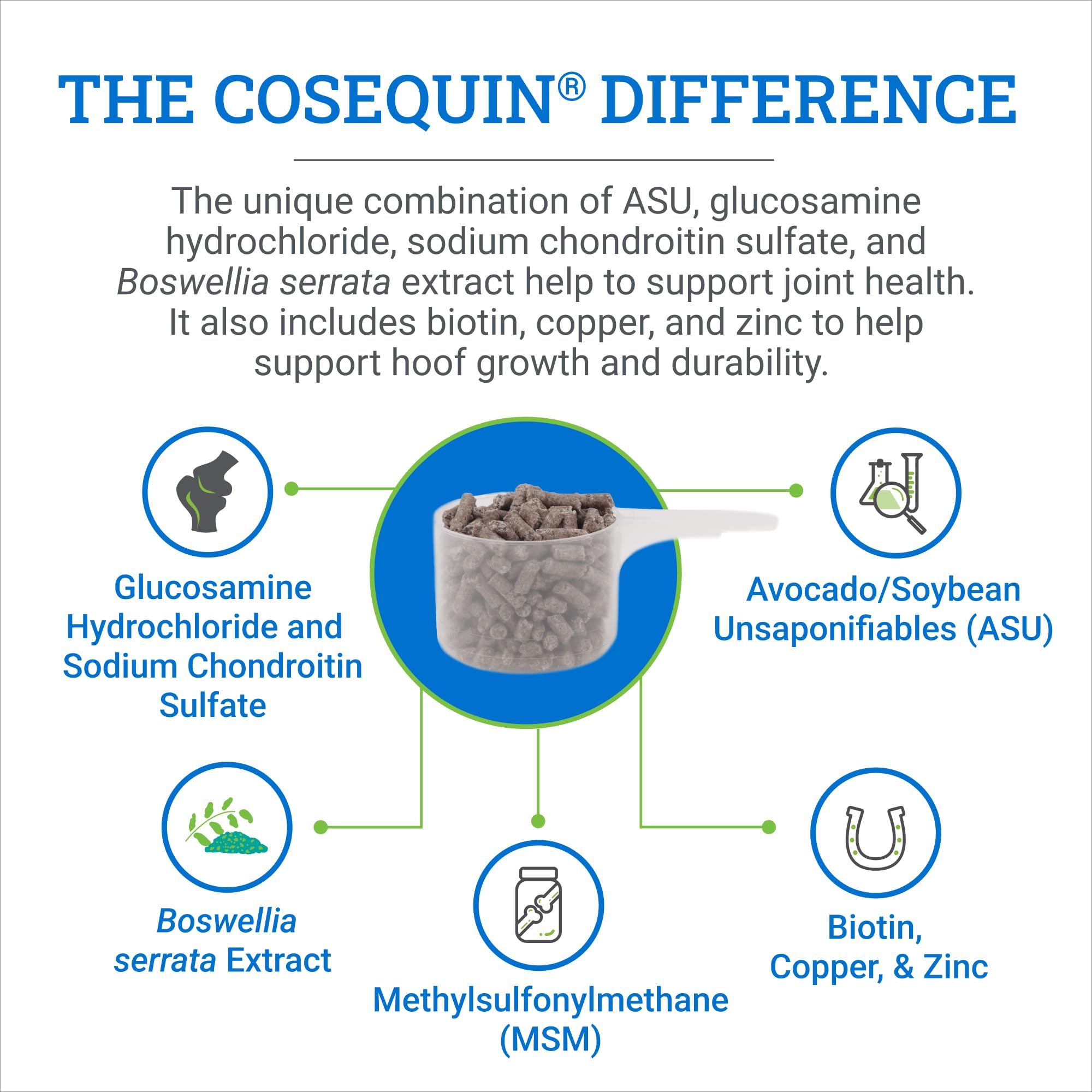 Nutramax Laboratories Cosequin ASU Joint & Hoof Pellets - Glucosamine, Chondroitin, MSM & Biotin Supplement for Horse Joint Health (1200g) - Supports Mobility & Hoof Strength for Active & Senior Horses