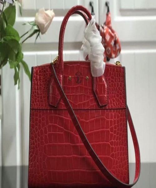 Louis Vuitton City Steamer PM Crocodile Leather Handbag in Brilliant Cerise - Luxury Designer Tote for Women, Perfect for Work, Travel & Evening Events