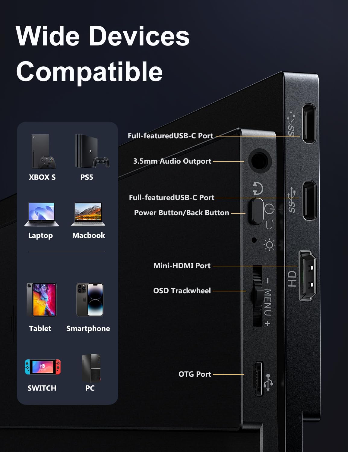 MagicRaven 15.6'' Portable Monitor - Full HD 1080P USB-C HDMI External Display with HDR & Eye Care, Ultra-Thin Lightweight Second Screen for Laptop, PC, Mac, Phone, Xbox, Switch & PS5 - Perfect for Work, Gaming & Travel