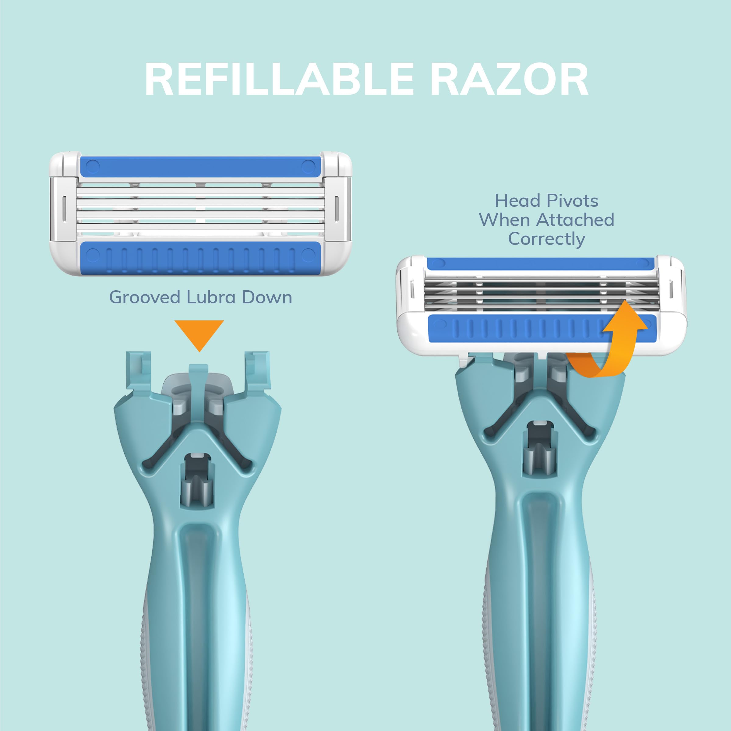 BIC EasyRinse Anti-Clogging Refillable Women's Razor Kit - 4 Blade Razor with 1 Handle & 9 Refill Cartridges | Smooth Shaving for Legs, Underarms & Bikini Area
