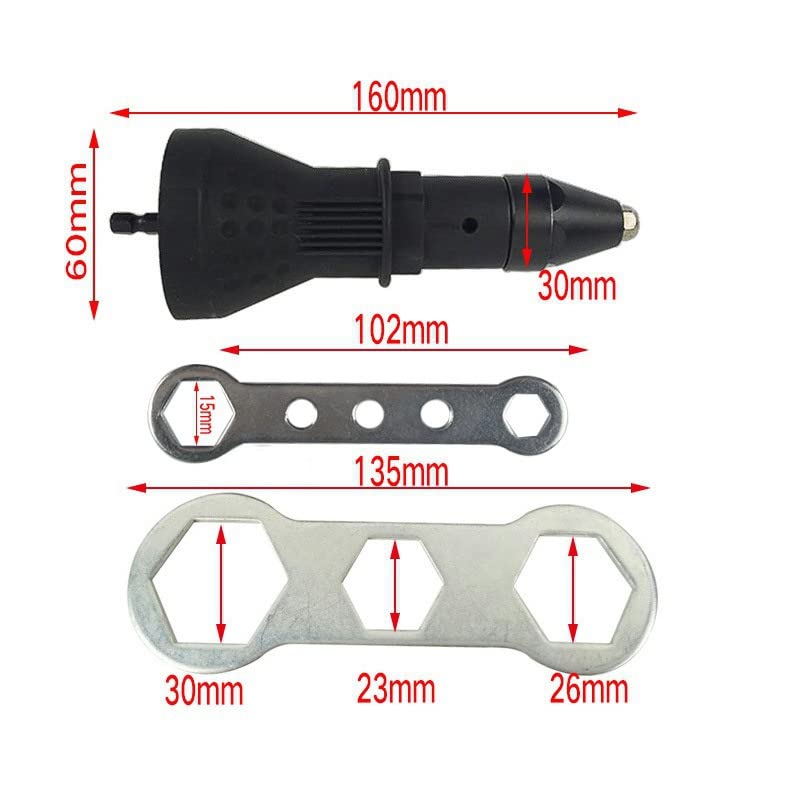 Cordless Rivet Gun for Electric Rivet Nut Tool - Heavy Duty Riveting Drill Adapter for DIY, Auto Repair & Metalworking Projects