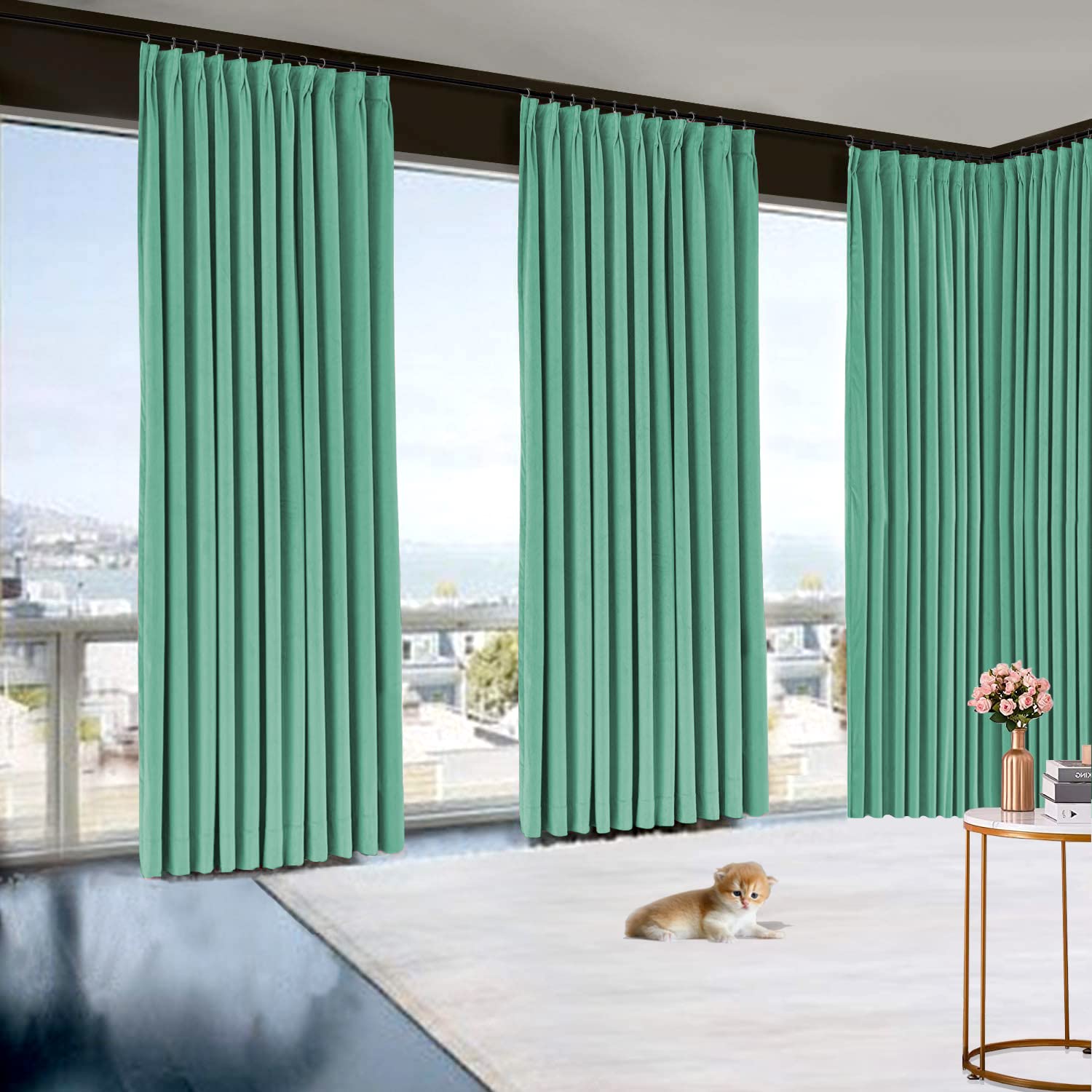 Blackout Curtains 100% Polyester - Pinch Pleat Drapes for Small Windows & Doors, 26