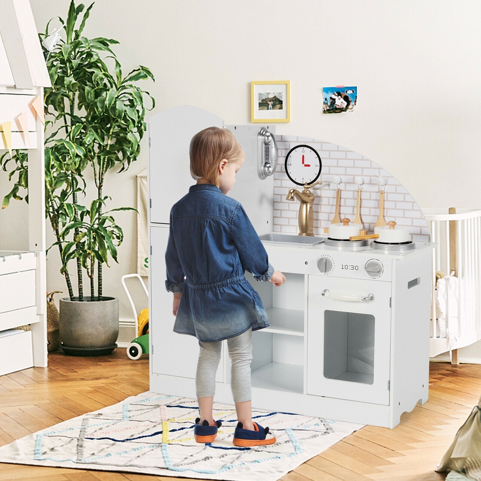 Kids Pretend Play Kitchen Set with Realistic Faucet & Phone - Interactive Cooking Toy for Toddlers & Preschoolers - Perfect for Role Play, Birthday Gifts & Early Learning Development