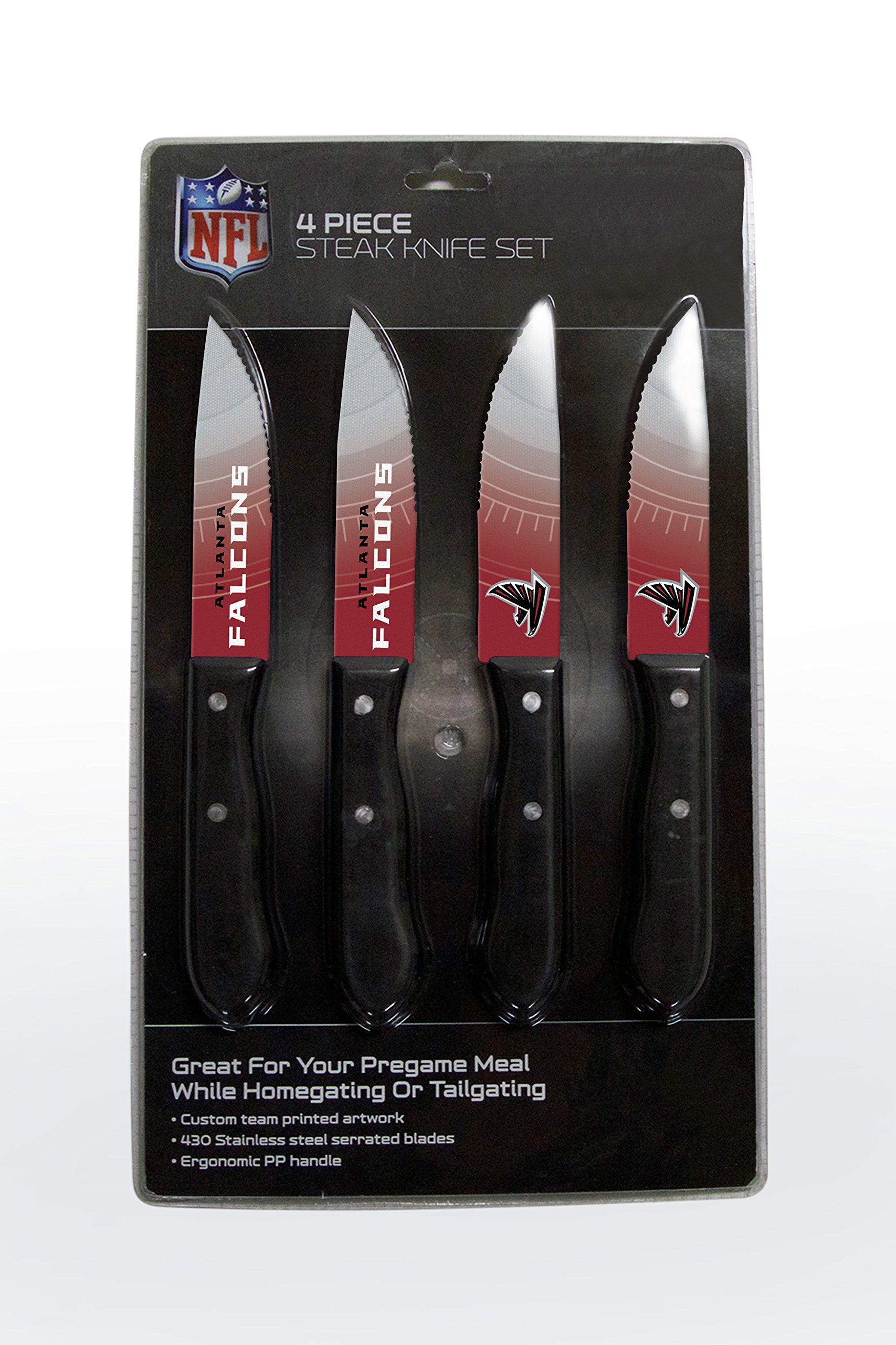 Premium NFL-Themed Steak Knives Set of 4 - Stainless Steel Serrated Blades for Perfect Cuts - Dishwasher Safe & Rust Resistant - Perfect Gift for Football Fans - Great for Game Day BBQs and Sports-Themed Dinner Parties