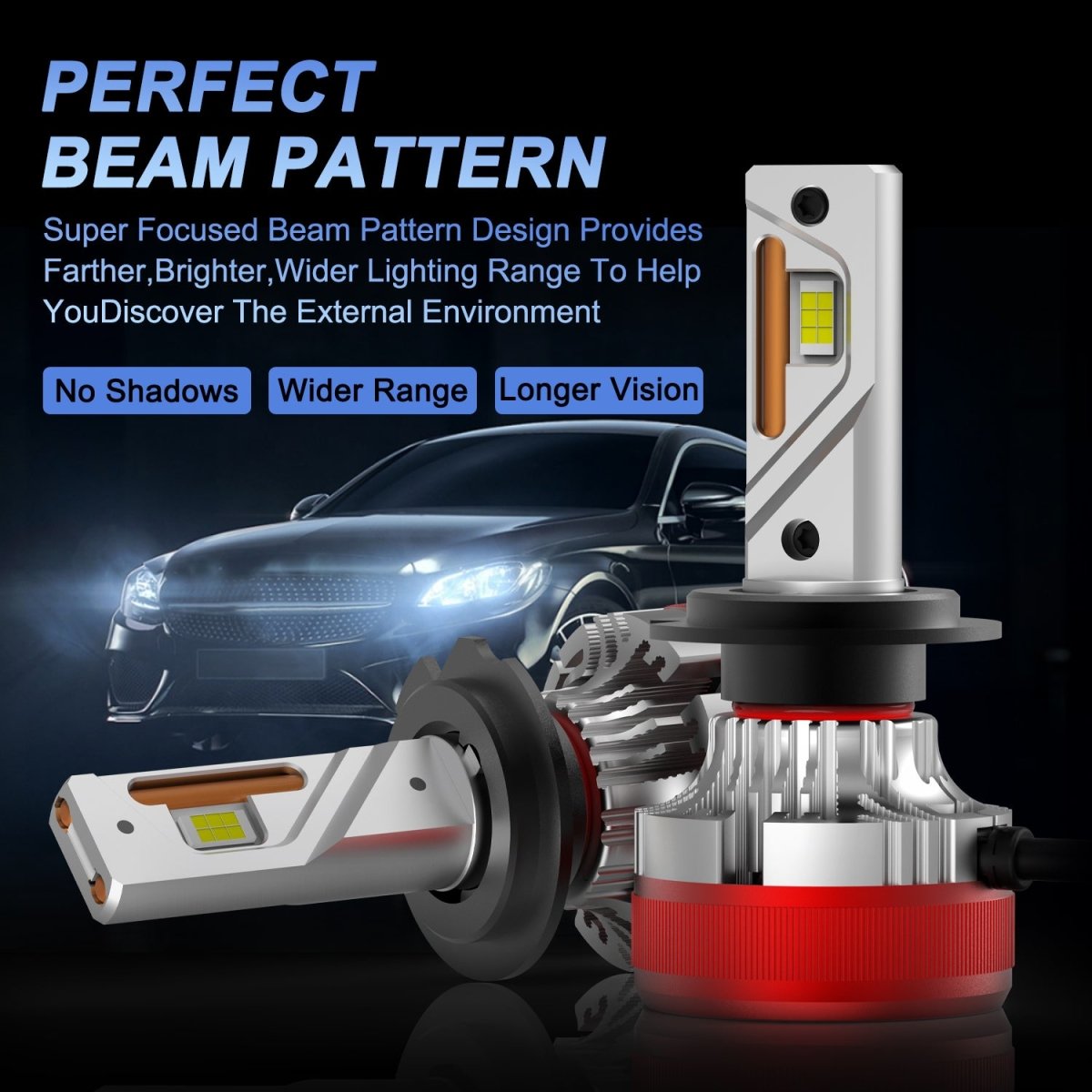 AG1 H7 LED Headlight Bulbs Conversion Kit - 6500K Xenon White Light - Super Bright for Cars, Trucks, SUVs - Easy Installation & Long Lifespan - Perfect for Night Driving & Foggy Conditions