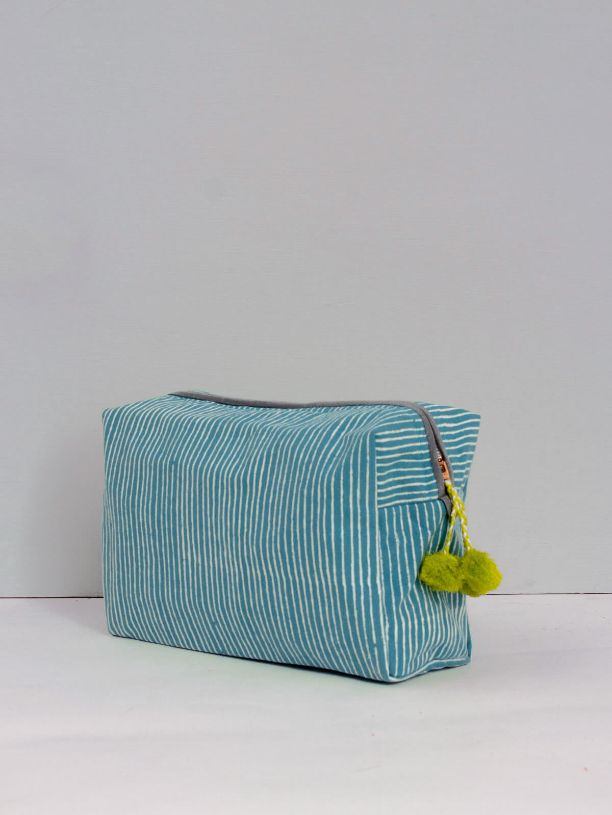 Premium Stripe Wash Bag for Travel & Gym - Stylish Blue Cosmetic Organizer | Perfect for Toiletries, Makeup & Essentials on the Go
