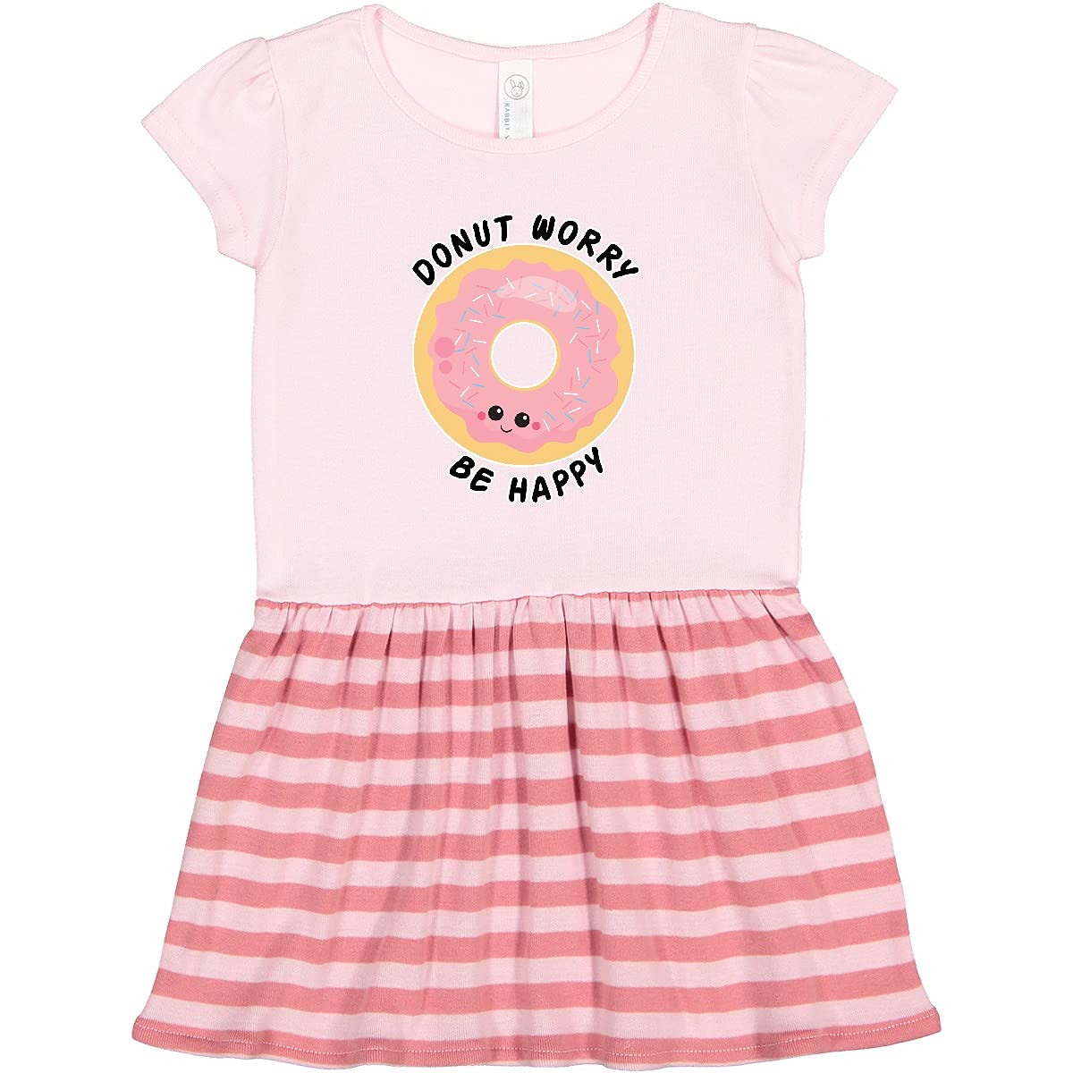 Inktastic Donut Worry Be Happy Pink Sprinkle Donut Toddler Dress - Cute & Comfortable Girls' Outfit for Birthday Parties, Playdates & Casual Wear