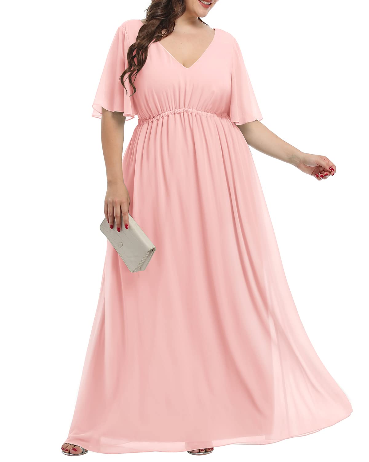 Plus Size Women's Bridesmaid Dresses for Wedding - Elegant Chiffon Long Maxi Formal Gown for Special Occasions | Perfect for Weddings, Proms, Evening Parties & Formal Events