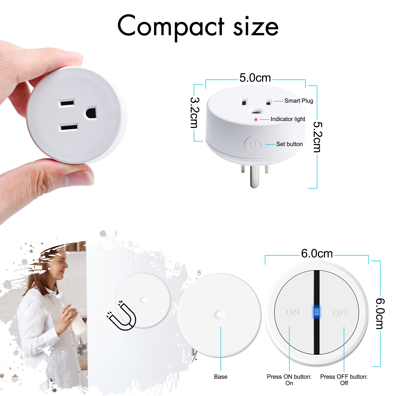 GREENCYCLE WiFi Smart Plug Outlet 2-Pack - Works with Alexa & Google Home, APP & Voice Control, Timer Function, FCC ETL Certified (White) - Perfect for Smart Home Automation, Remote Lighting Control & Energy Saving