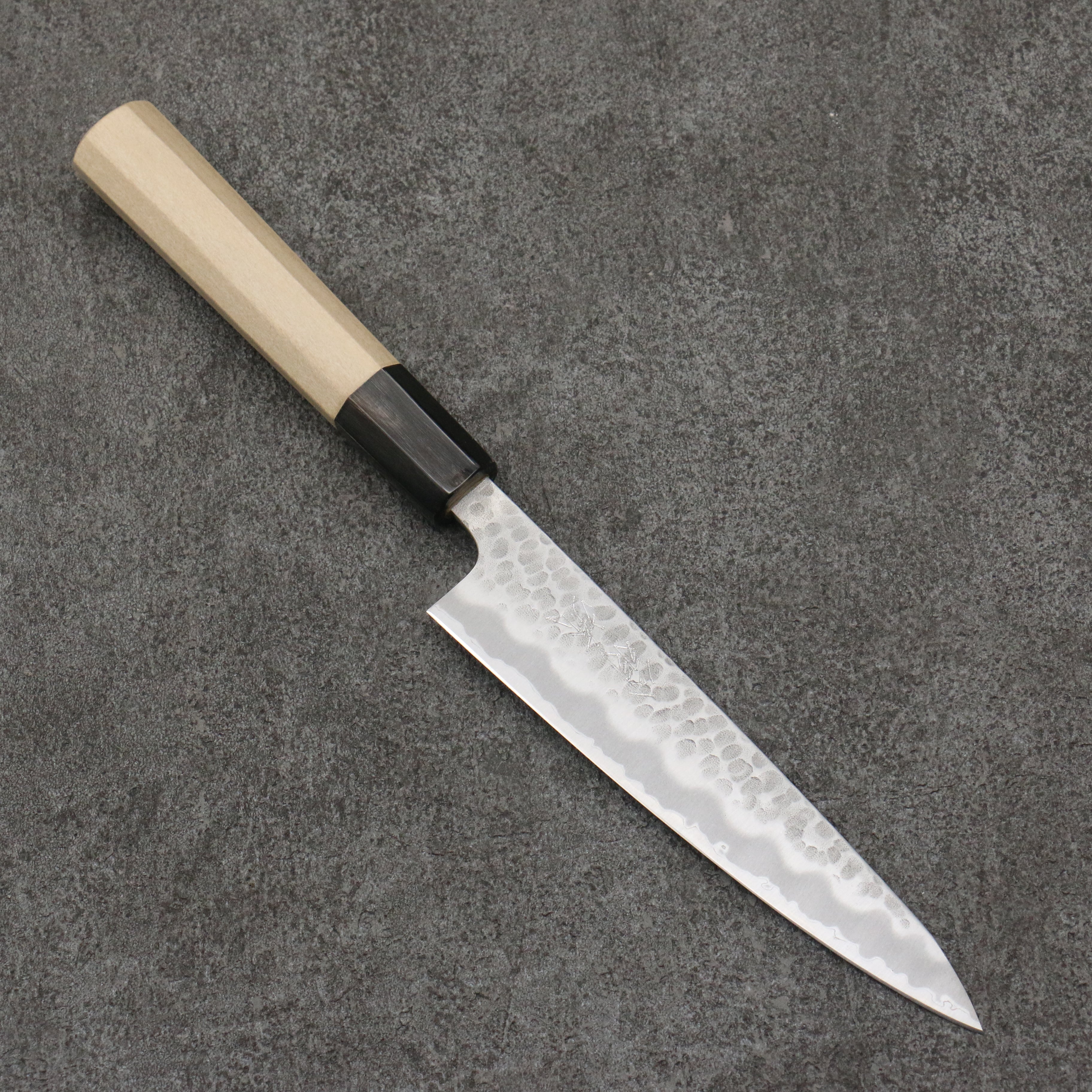Oul White Steel No.2 Hammered Petty Utility Knife 135mm with Magnolia Handle - Perfect for Precision Slicing, Dicing & Kitchen Tasks